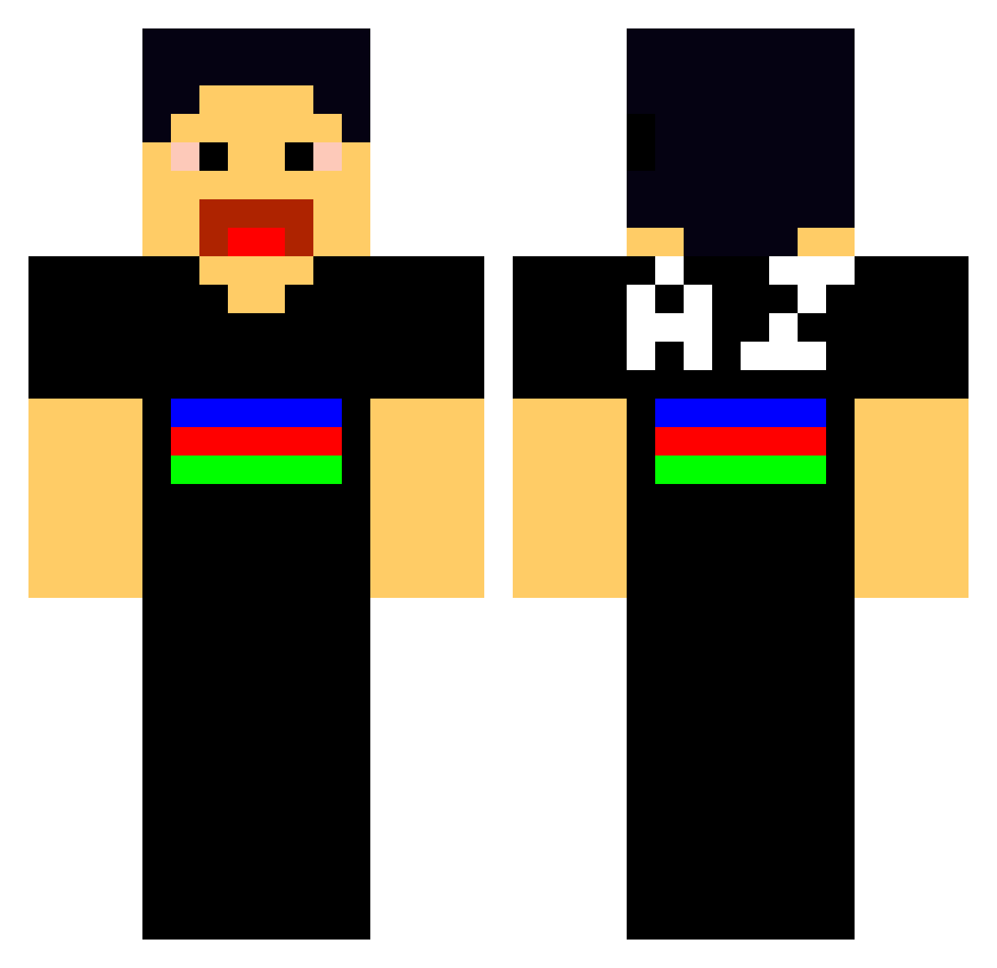 Tut1shka Minecraft skin, front and back view