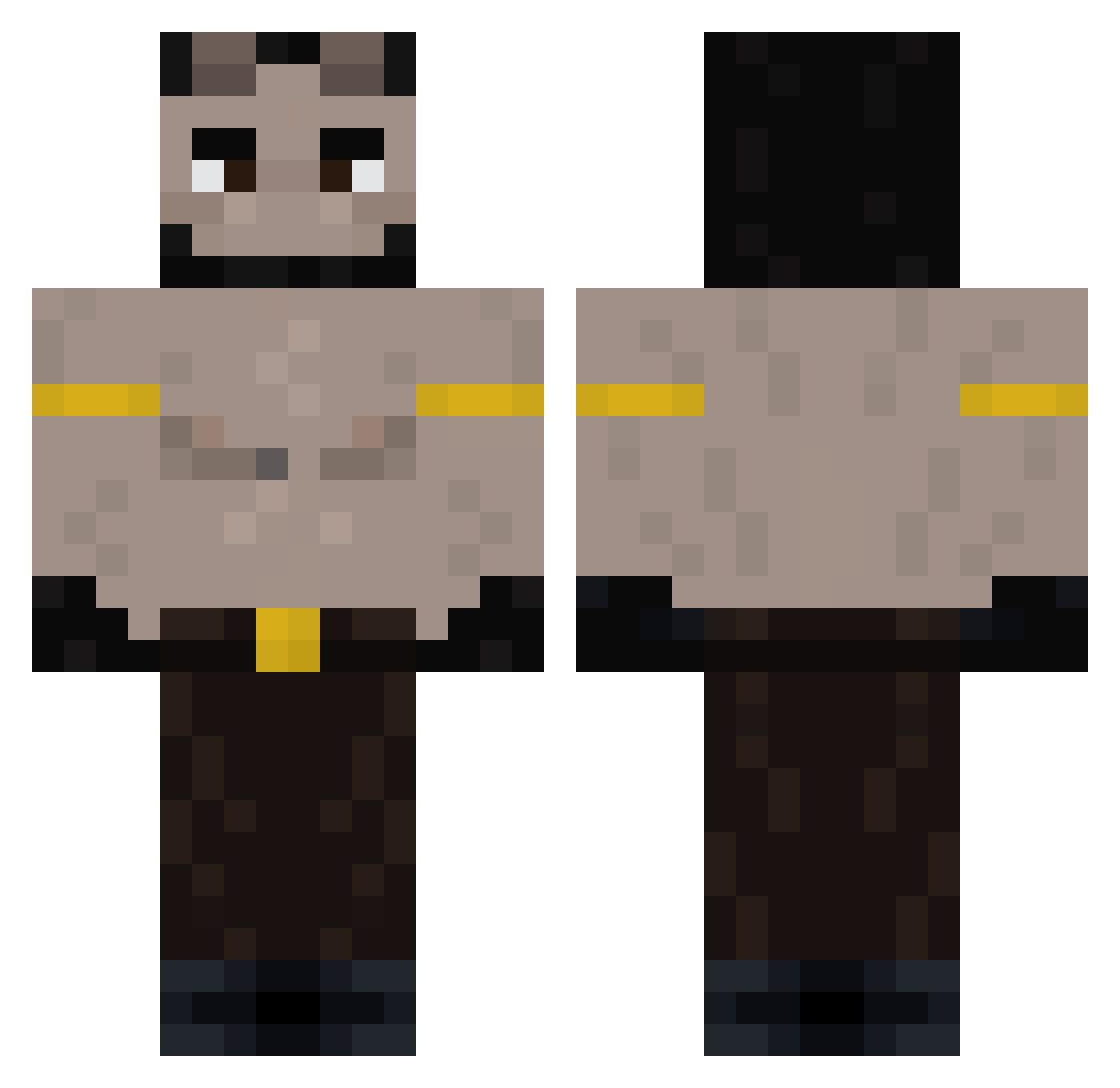 B3Z04R Minecraft skin, front and back view