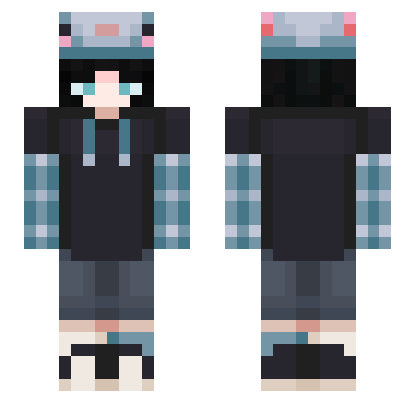 Shysom Minecraft skin, front and back view