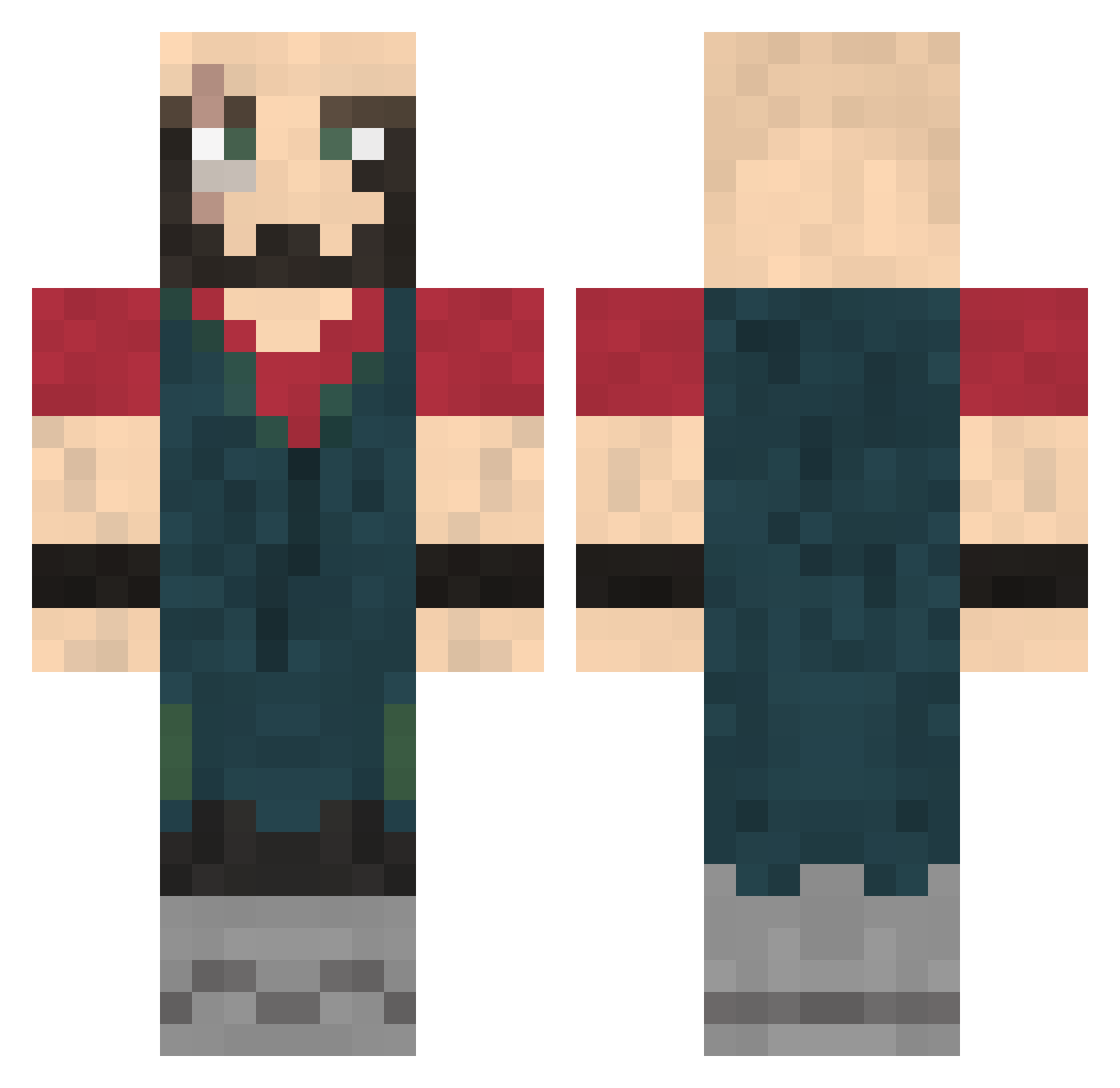 ReyMcLargeHuge Minecraft skin, front and back view