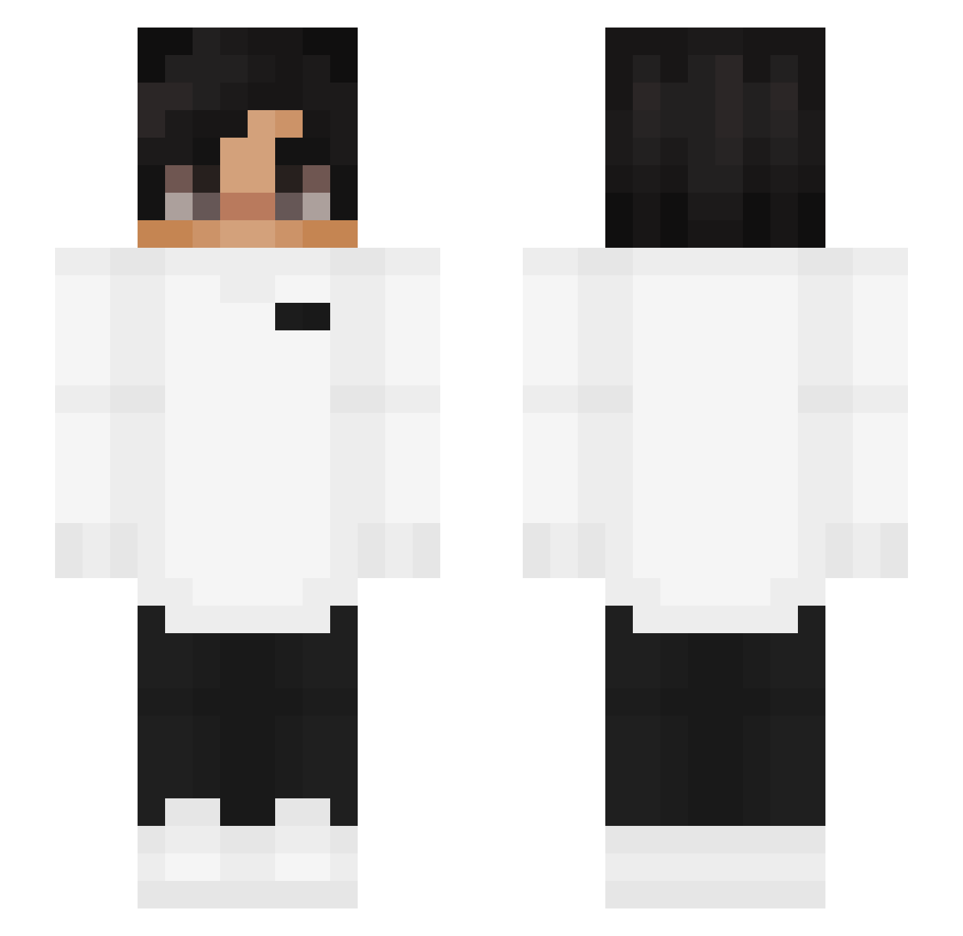 Pqscql Minecraft skin, front and back view