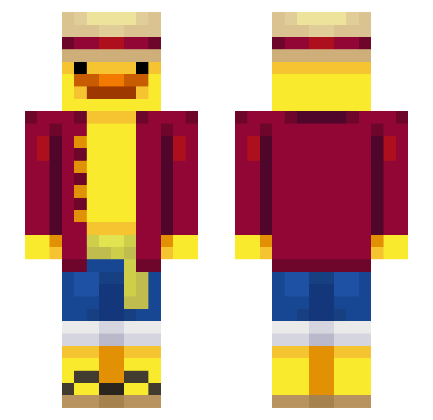 whitebryce Minecraft skin, front and back view