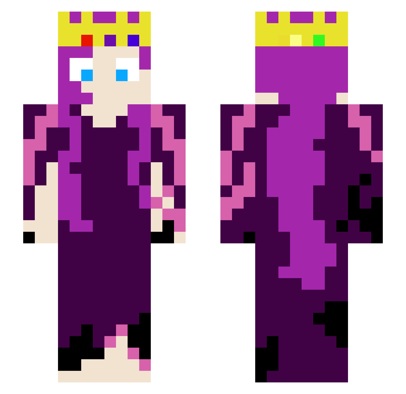 RavenWitch5394 Minecraft skin, front and back view