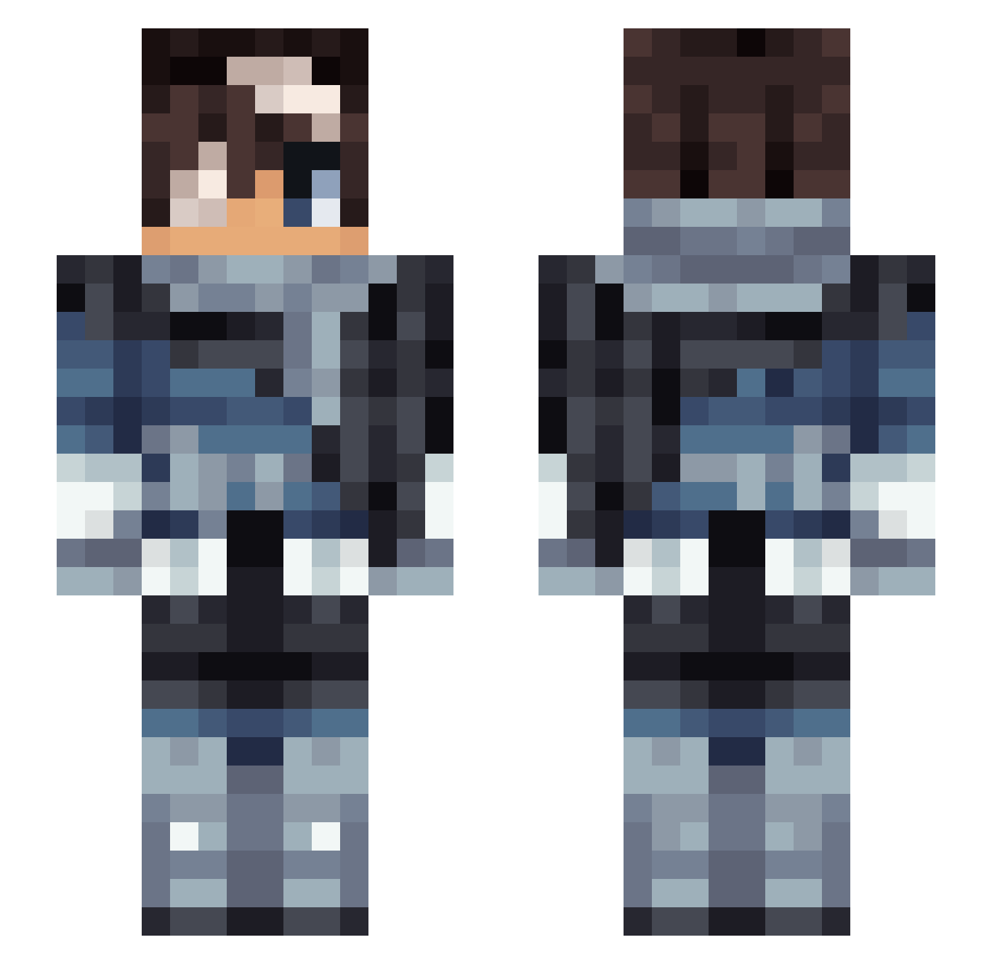 velittos Minecraft skin, front and back view