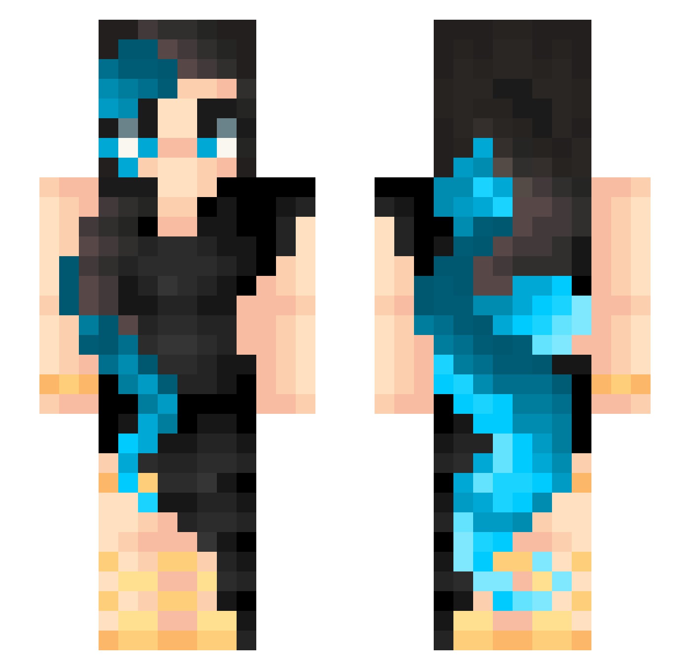 DUBUBUBE Minecraft skin, front and back view