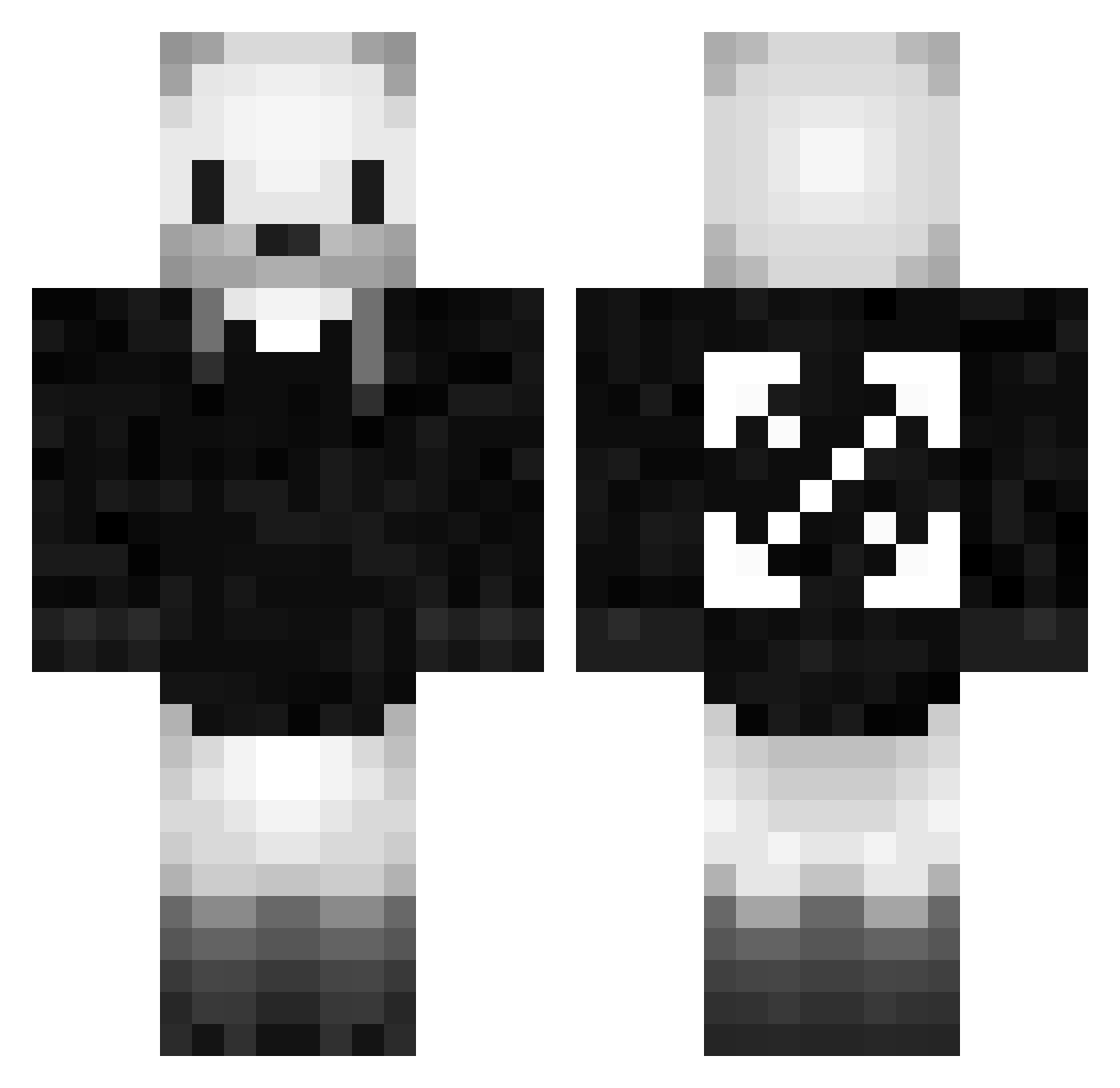 Marketings Minecraft skin, front and back view