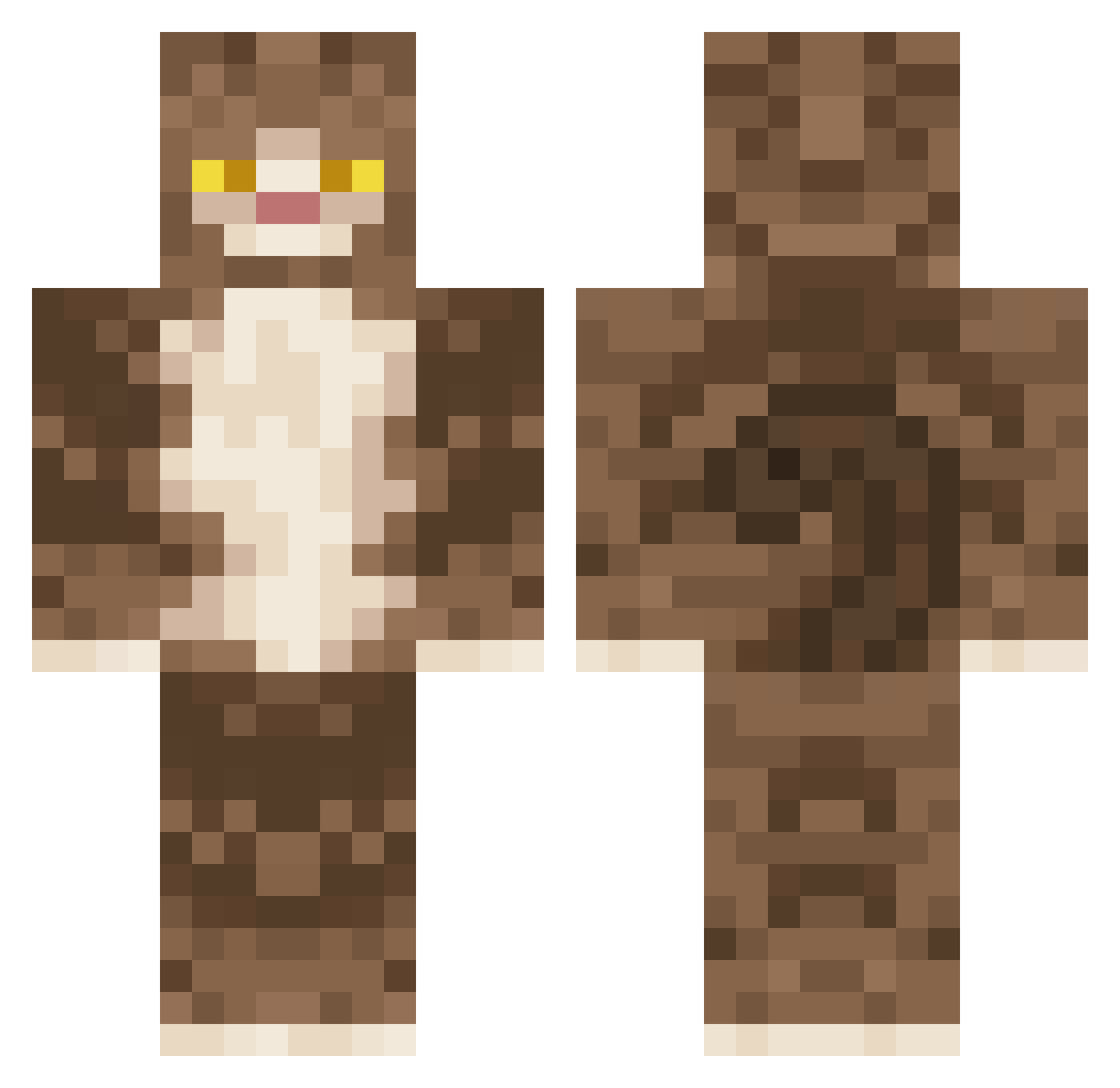 Chobaba596 Minecraft skin, front and back view