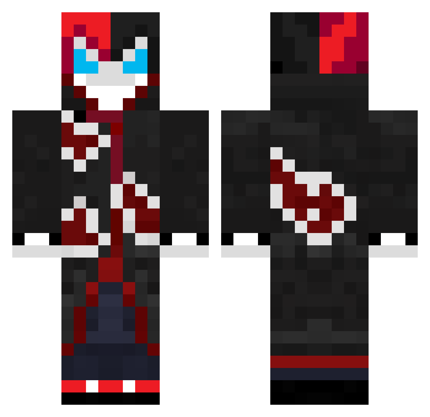 nyimux Minecraft skin, front and back view