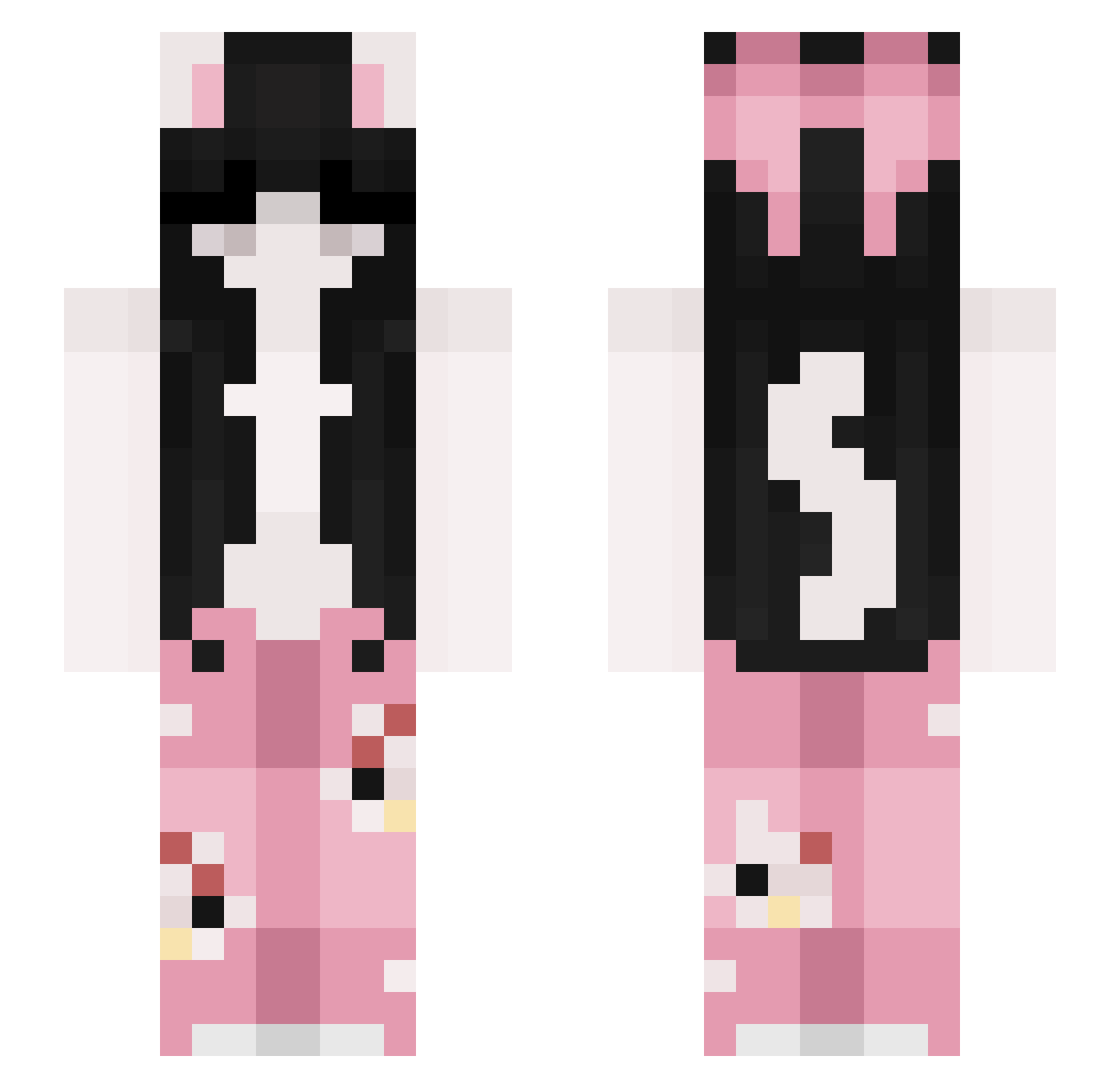 SraLoira Minecraft skin, front and back view