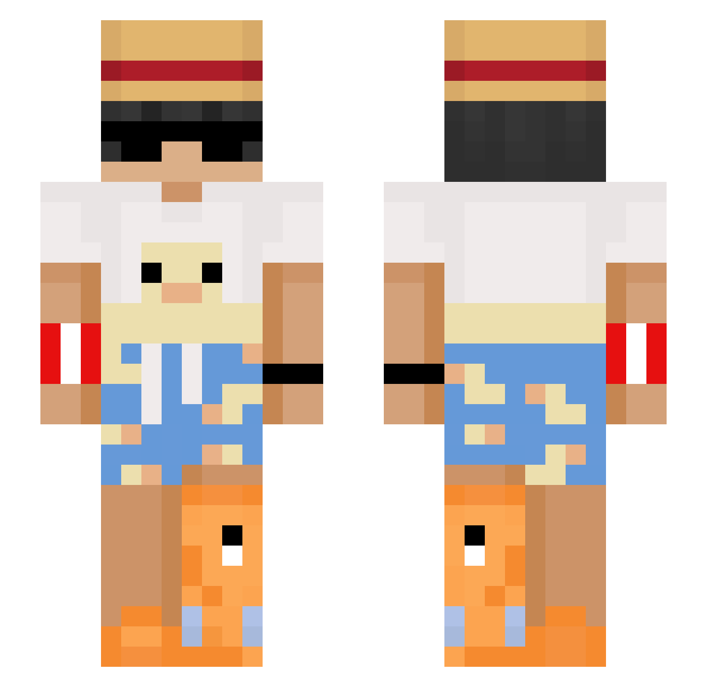 TequaGG Minecraft skin, front and back view