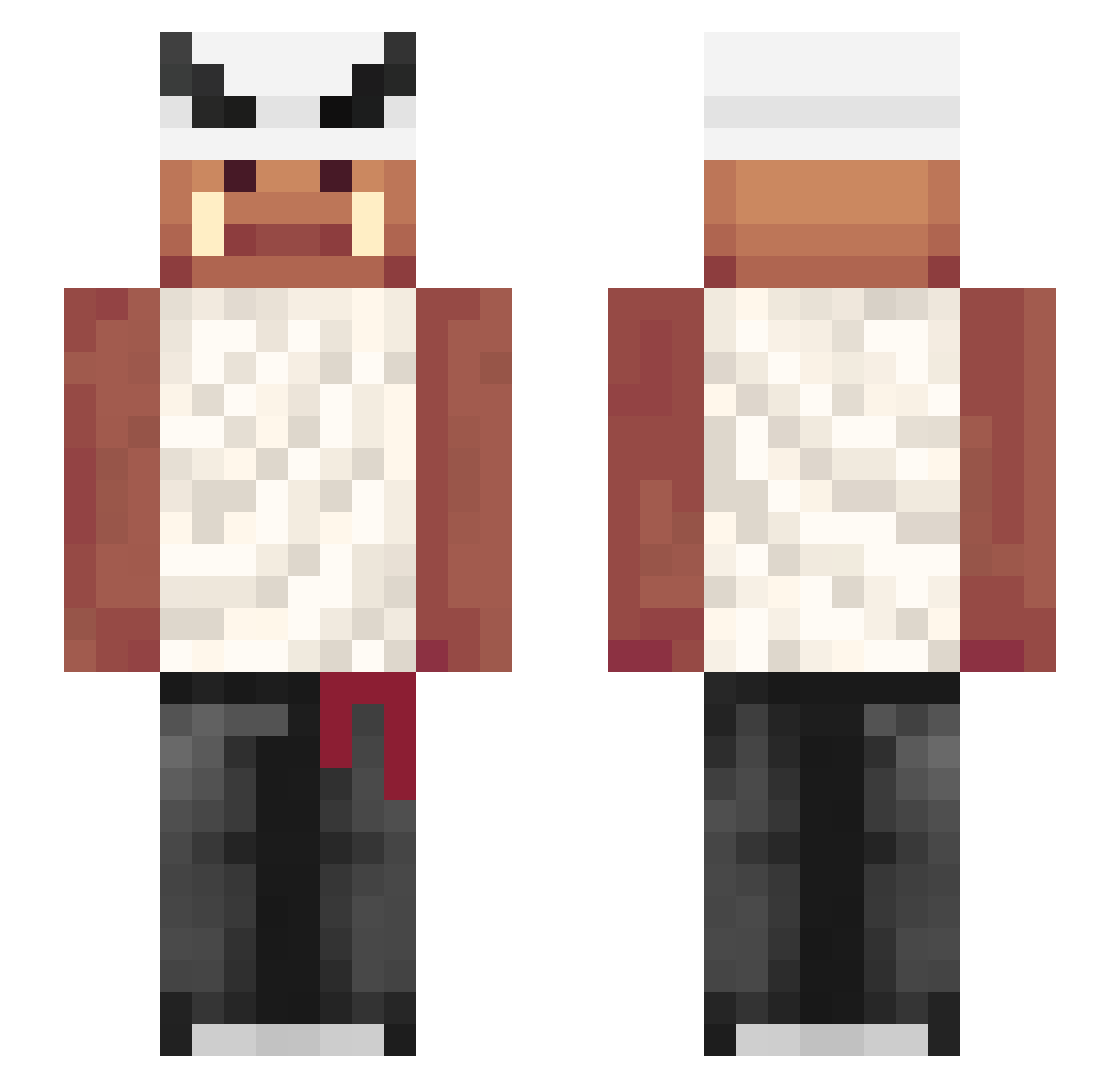 qExtra Minecraft skin, front and back view
