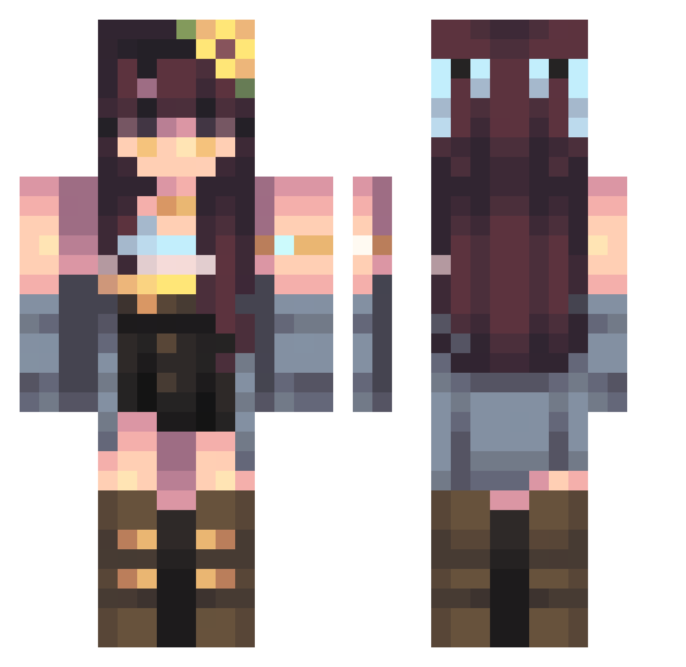 MissTacoBella Minecraft skin, front and back view