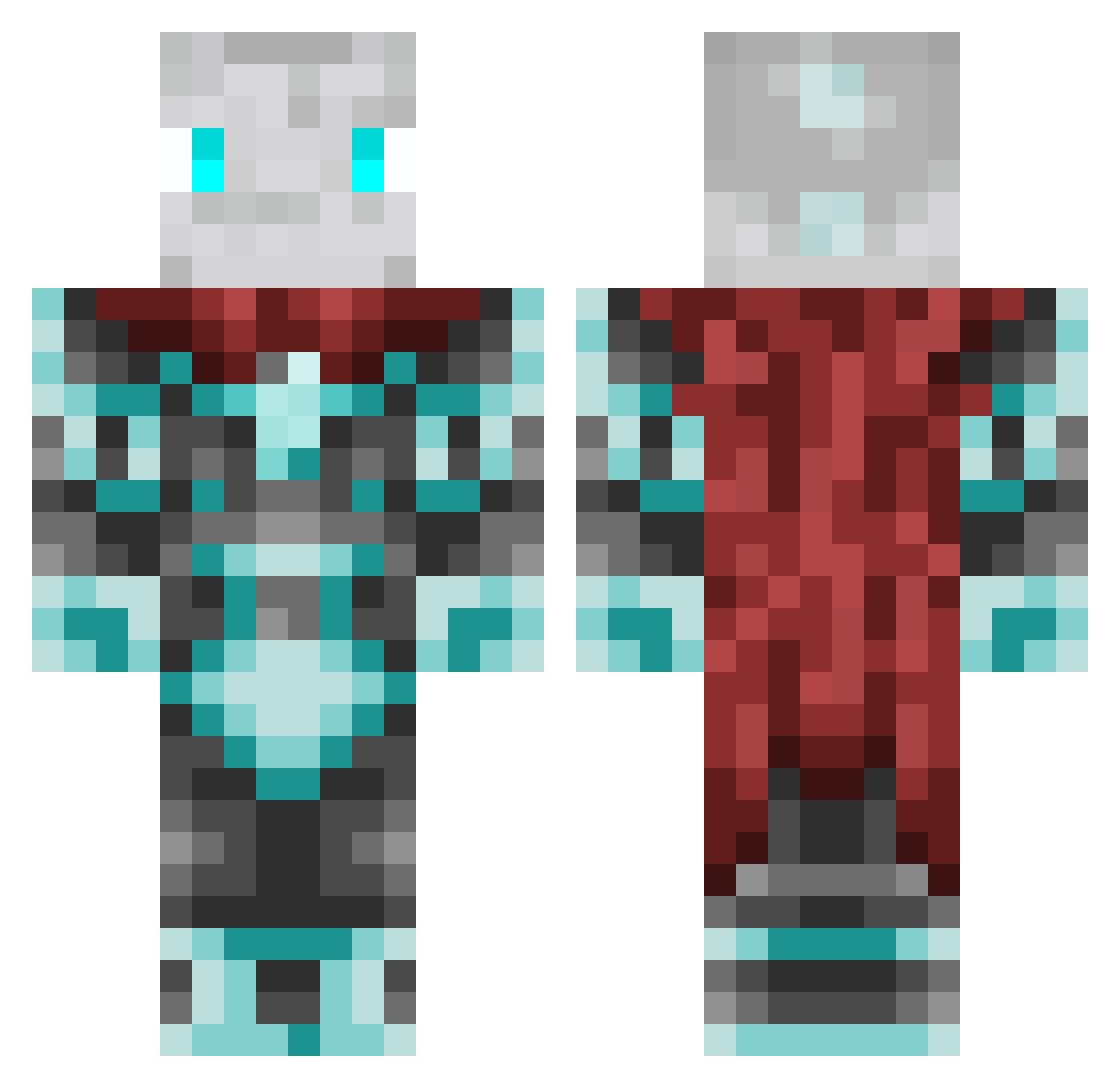 Qarraxda Minecraft skin, front and back view
