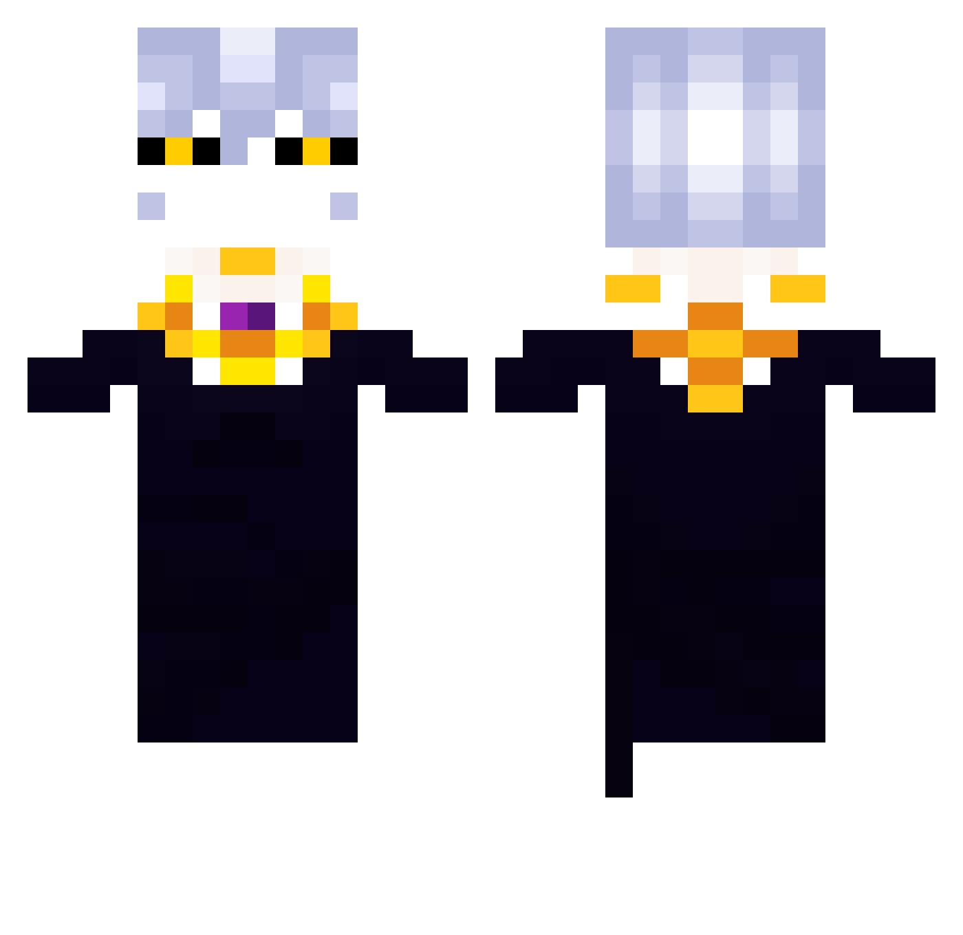 Empyreal_Stygia Minecraft skin, front and back view