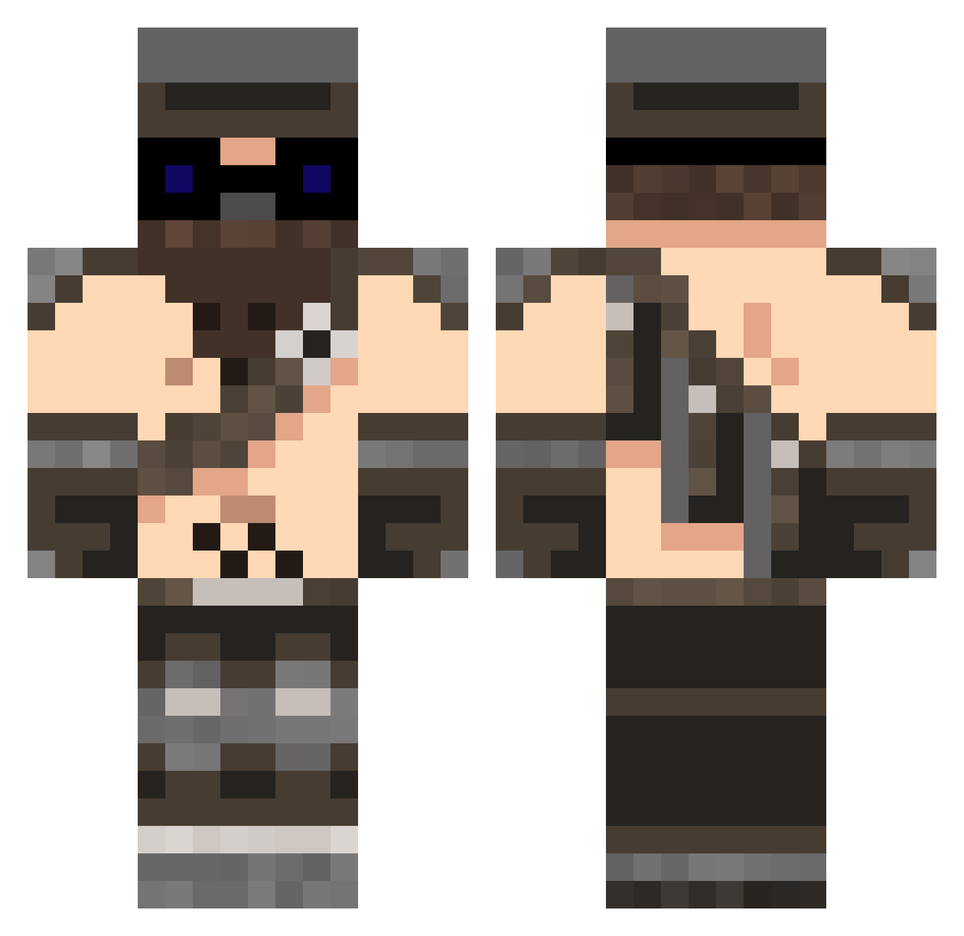 RevergeSkys Minecraft skin, front and back view