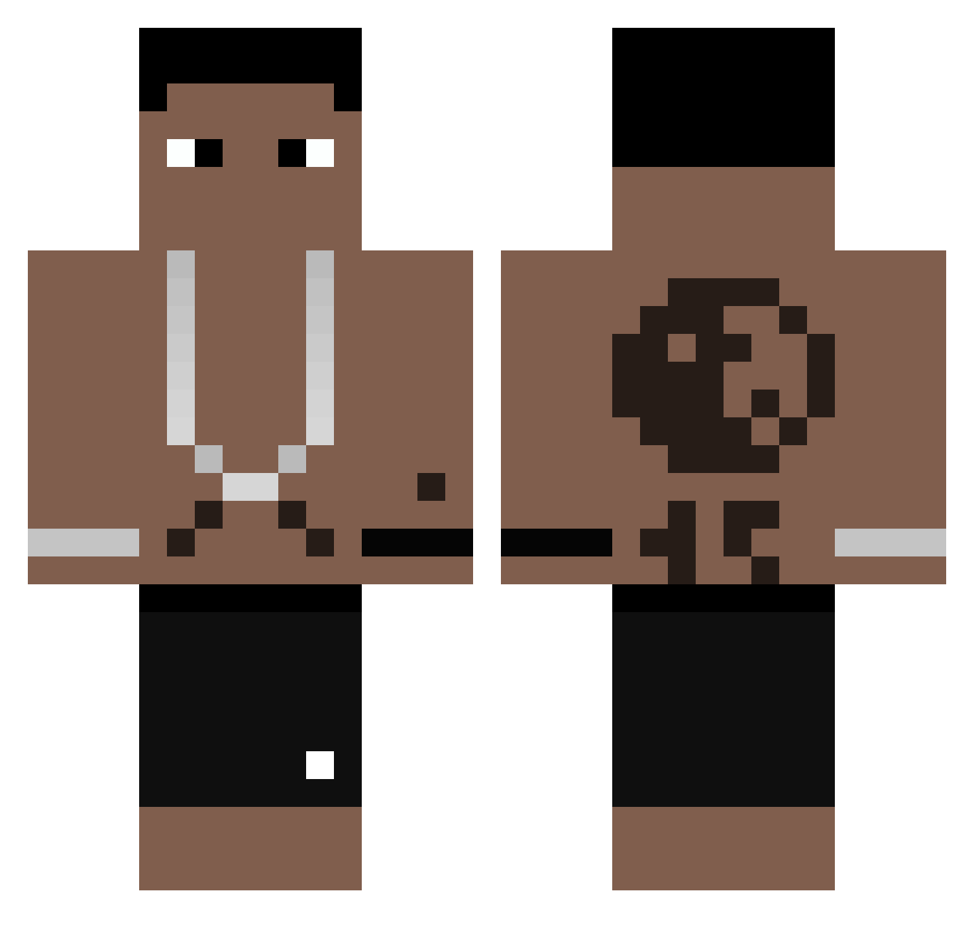 CrynowLaughLater Minecraft skin, front and back view