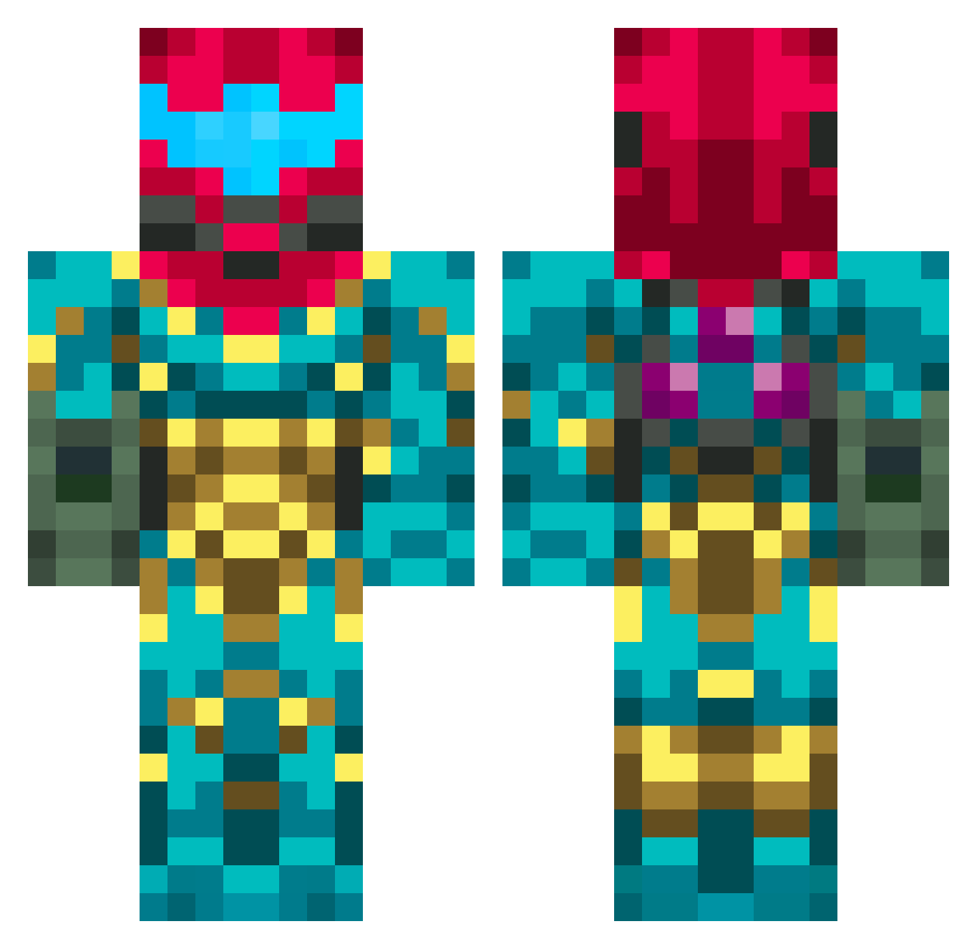 AJOG Minecraft skin, front and back view