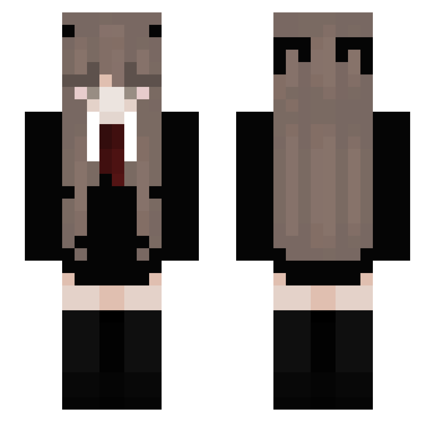 SuzanneTV Minecraft skin, front and back view