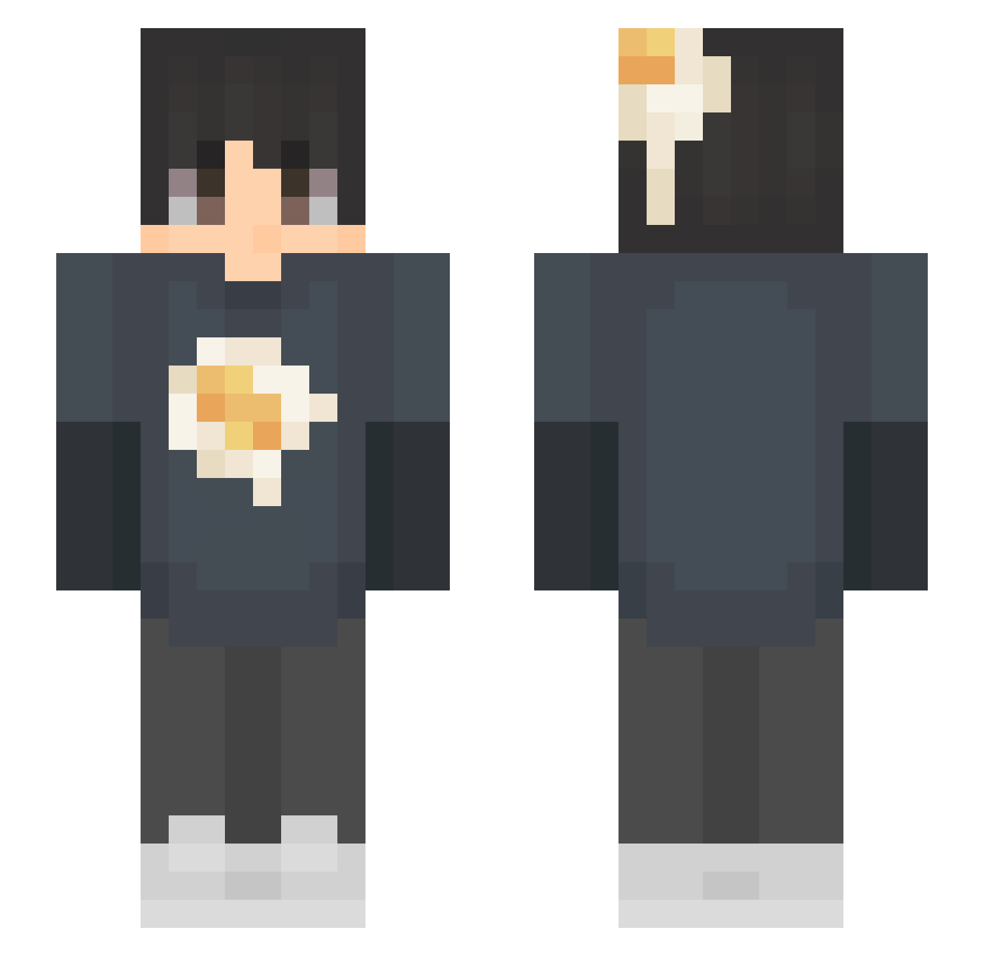EggFine Minecraft skin, front and back view