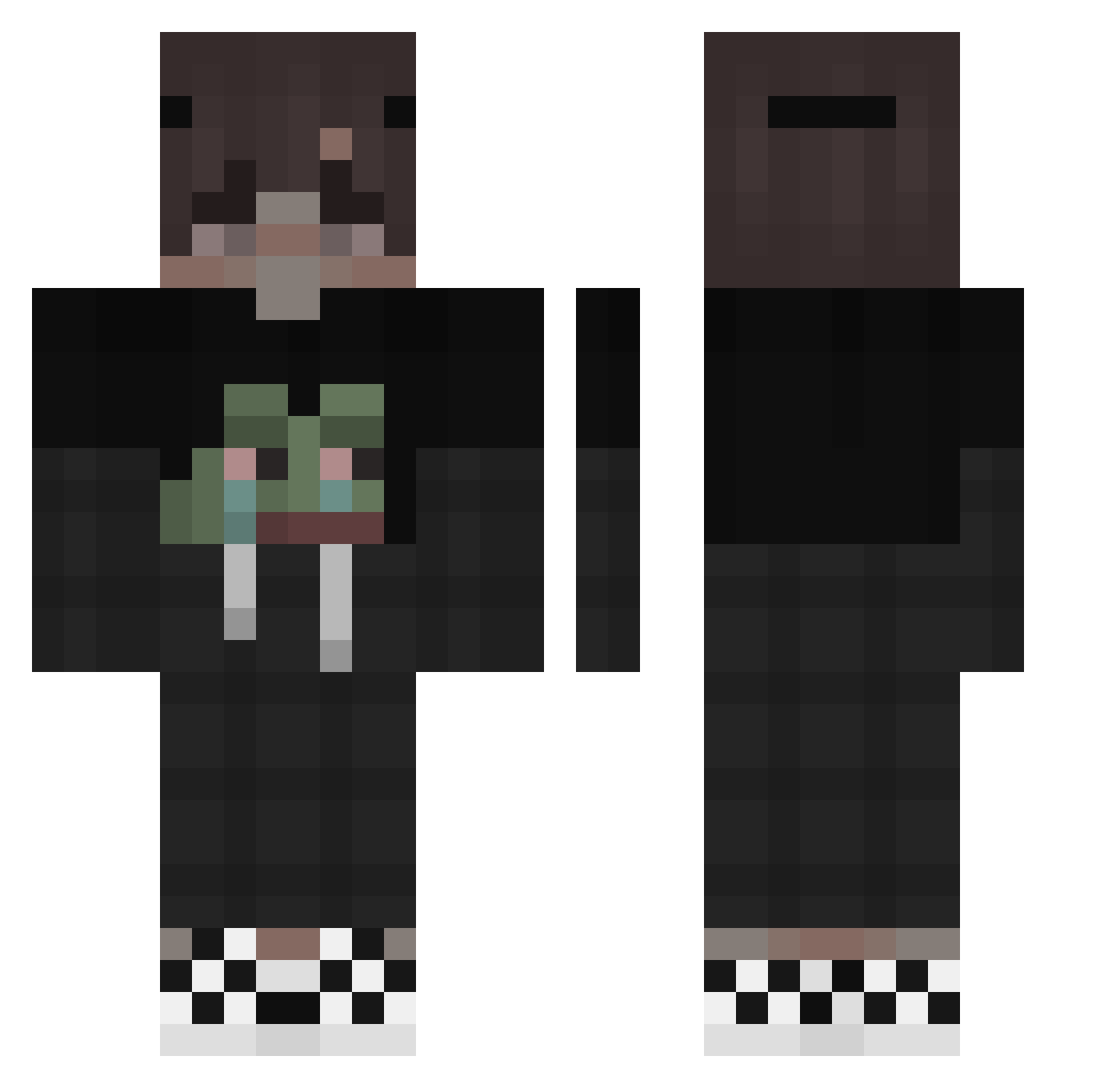 turtledx Minecraft skin, front and back view