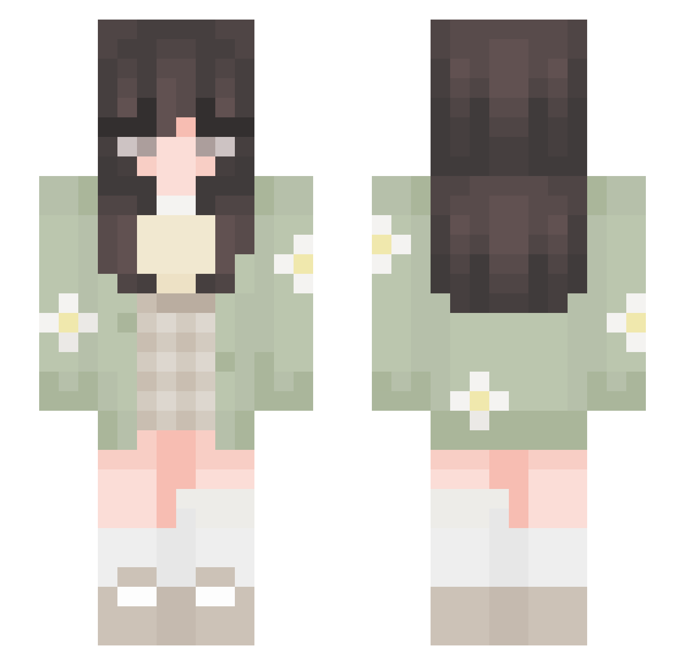 ToastTierra Minecraft skin, front and back view