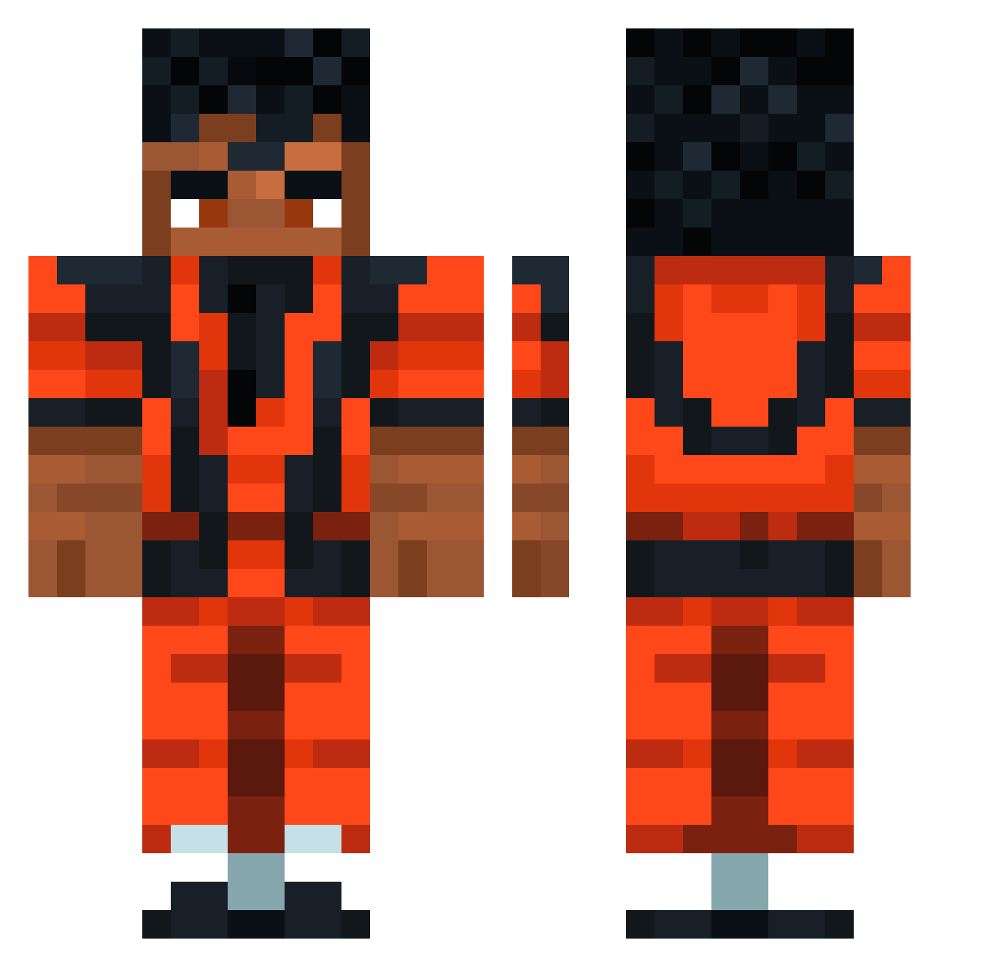 Exocta Minecraft skin, front and back view