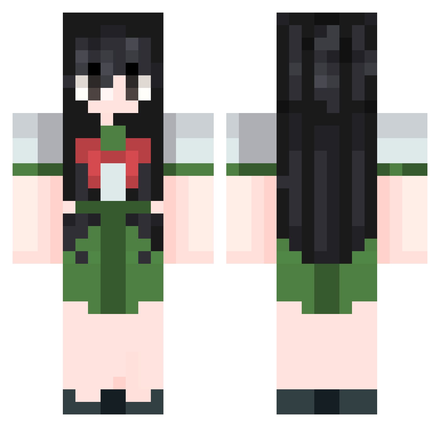 onomatopoeia Minecraft skin, front and back view