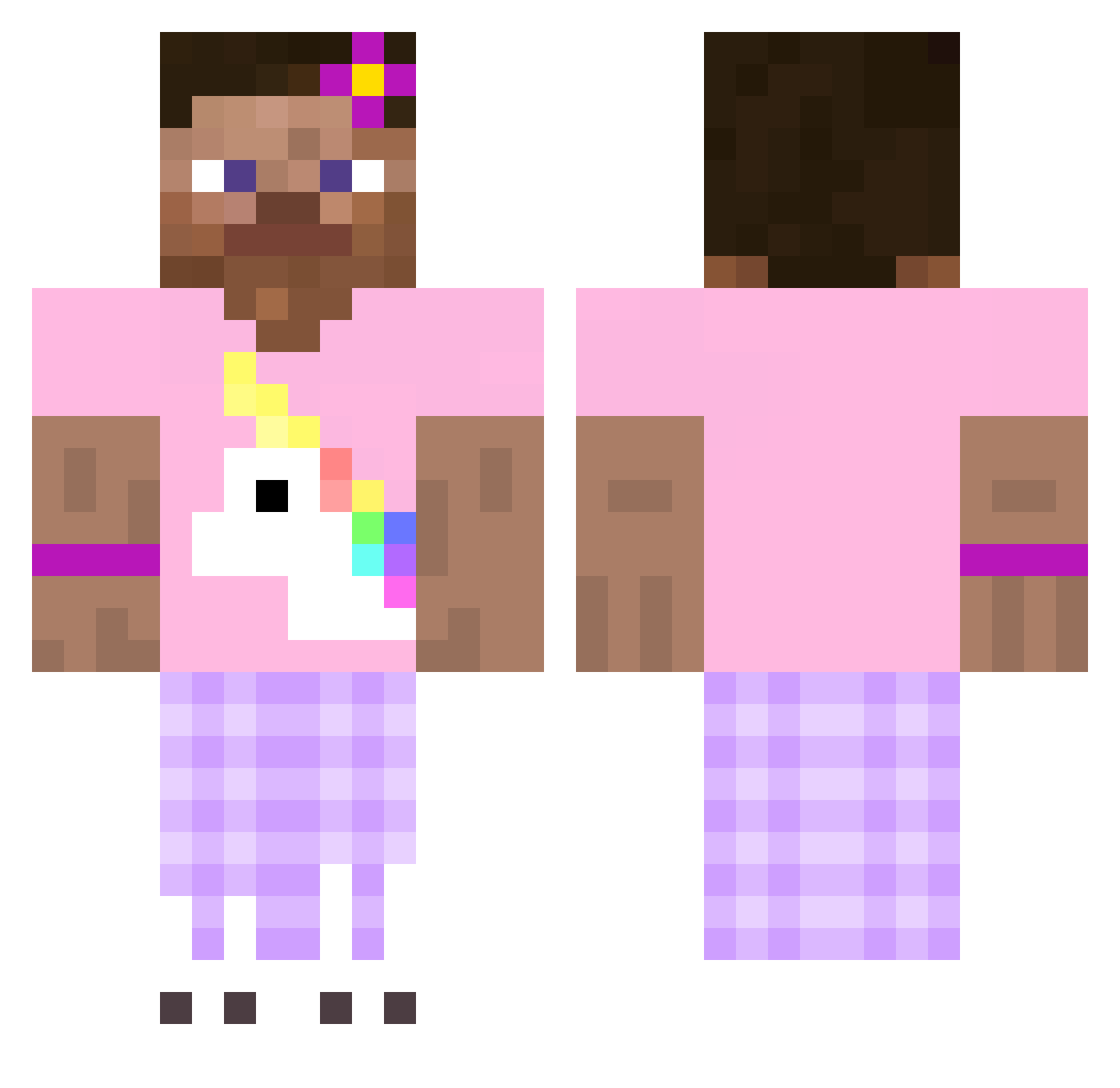 TaikZebi Minecraft skin, front and back view