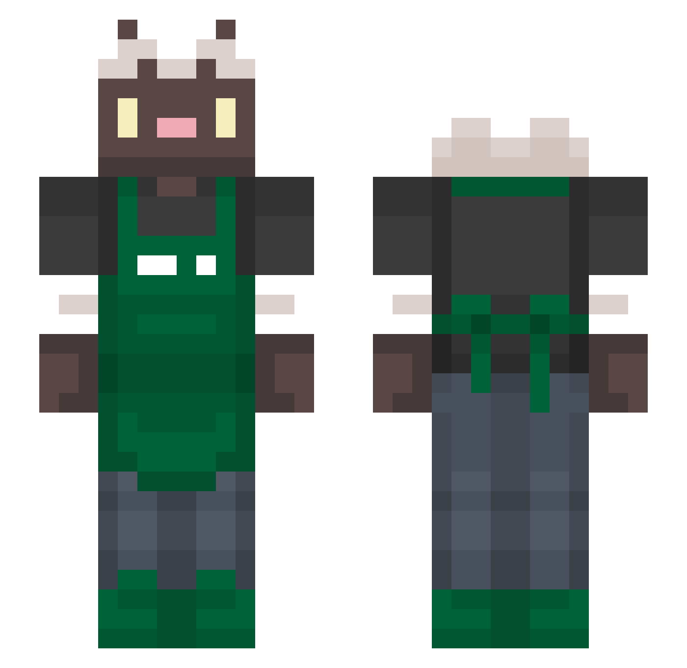 MisterSheeple Minecraft skin, front and back view