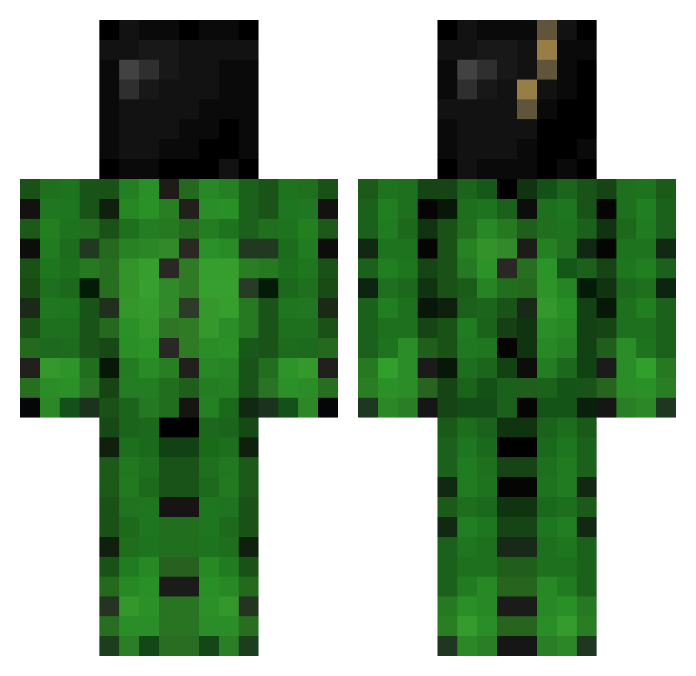 Bombarin Minecraft skin, front and back view