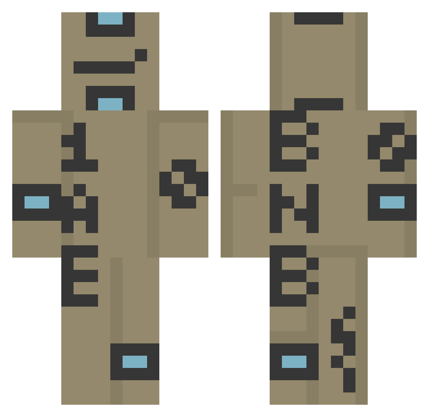 rFam0 Minecraft skin, front and back view