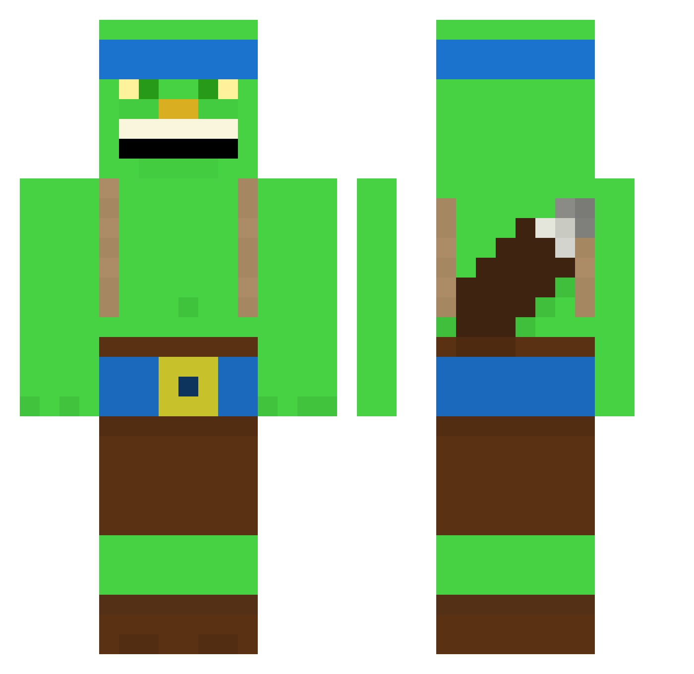 beachduz Minecraft skin, front and back view