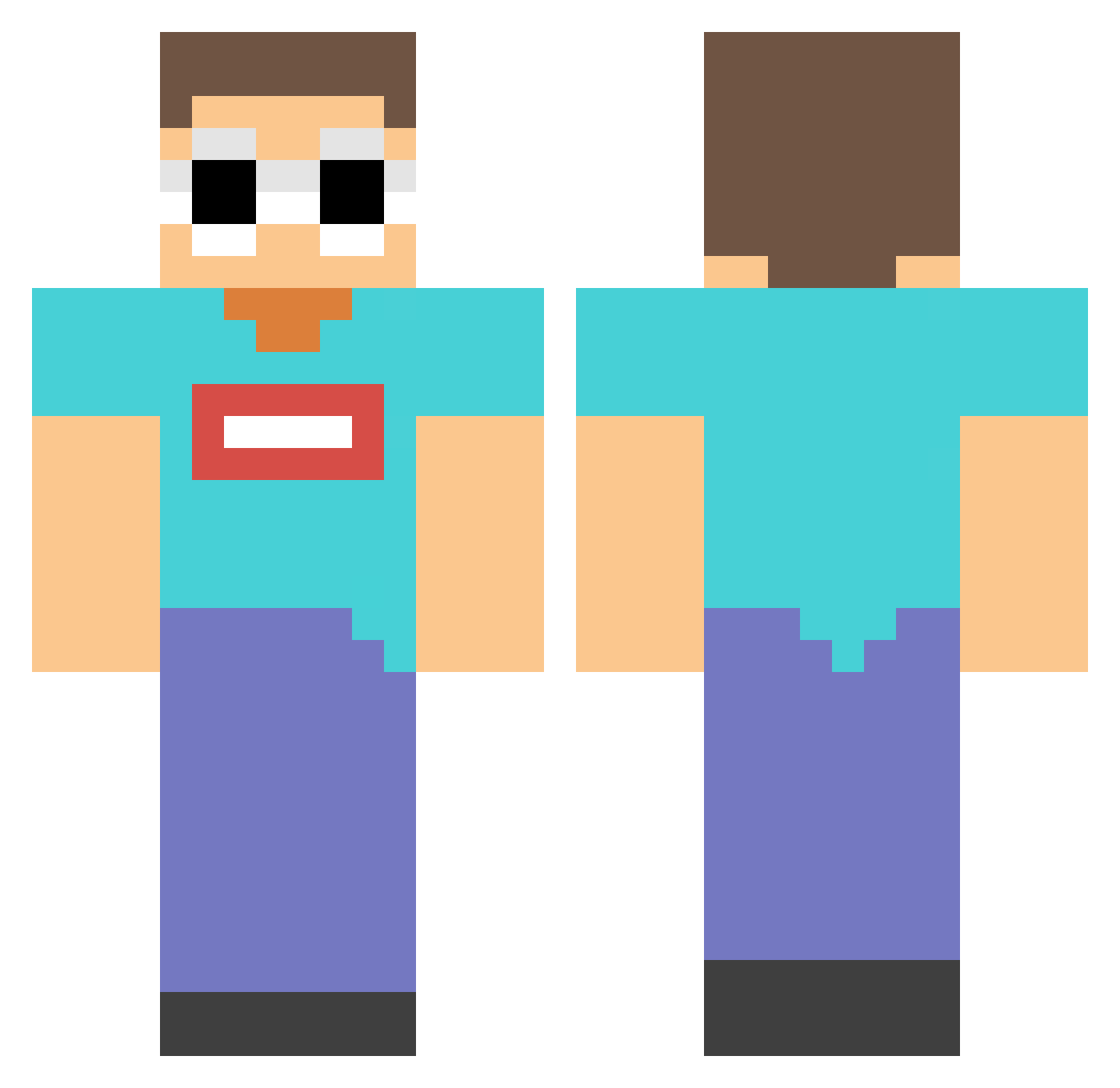 GeorgeNotFound Minecraft skin, front and back view