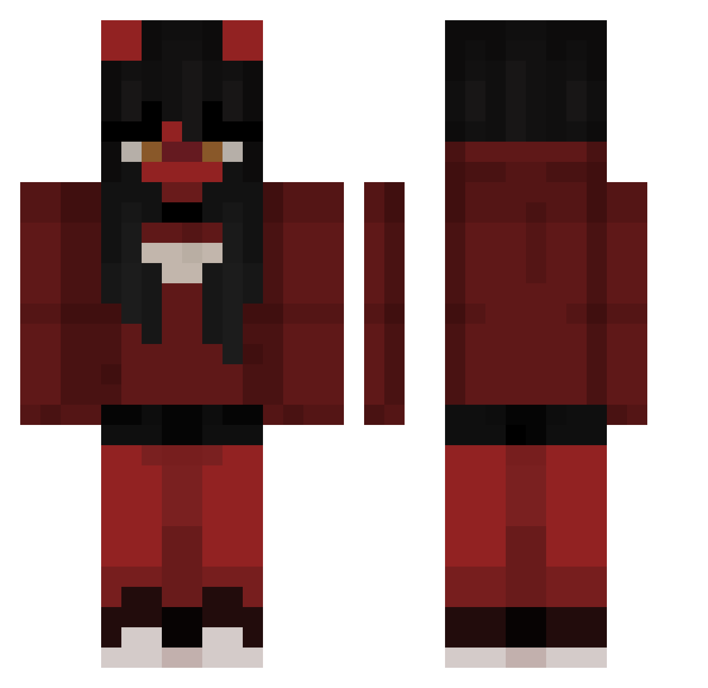 ThiccFemb0iThigh Minecraft skin, front and back view