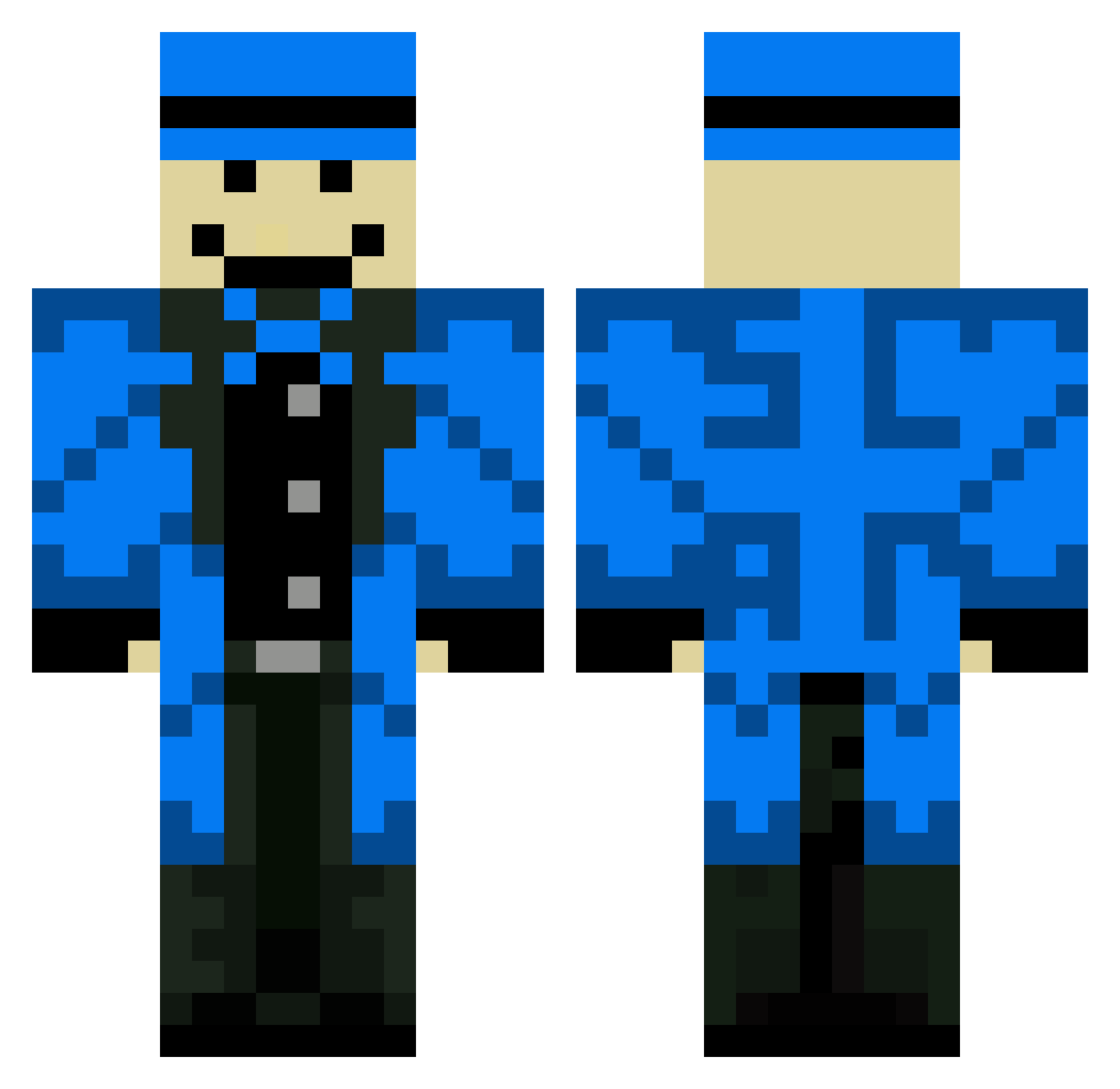 Scarical Minecraft skin, front and back view