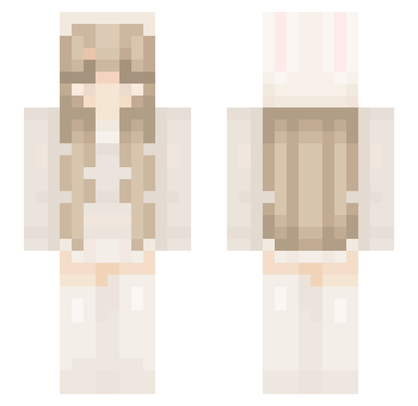 Wasbear Minecraft skin, front and back view