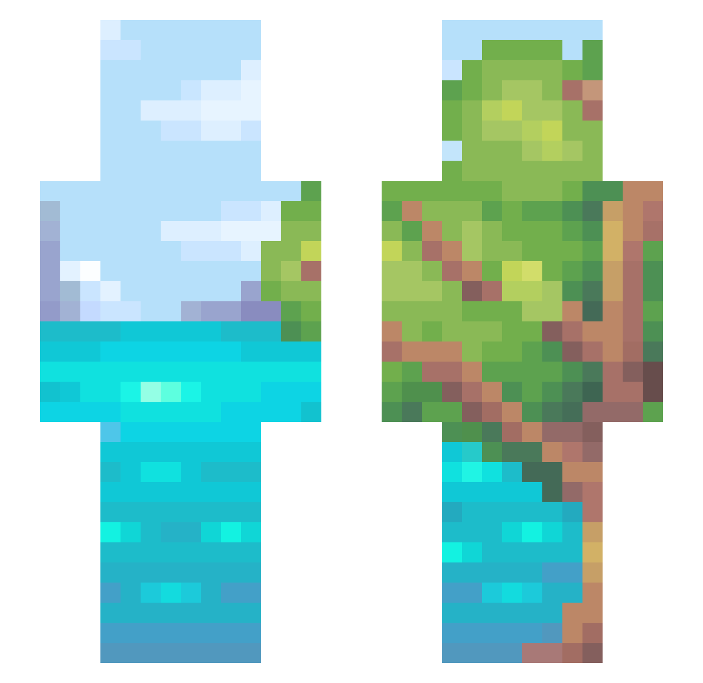 JerboaMC Minecraft skin, front and back view