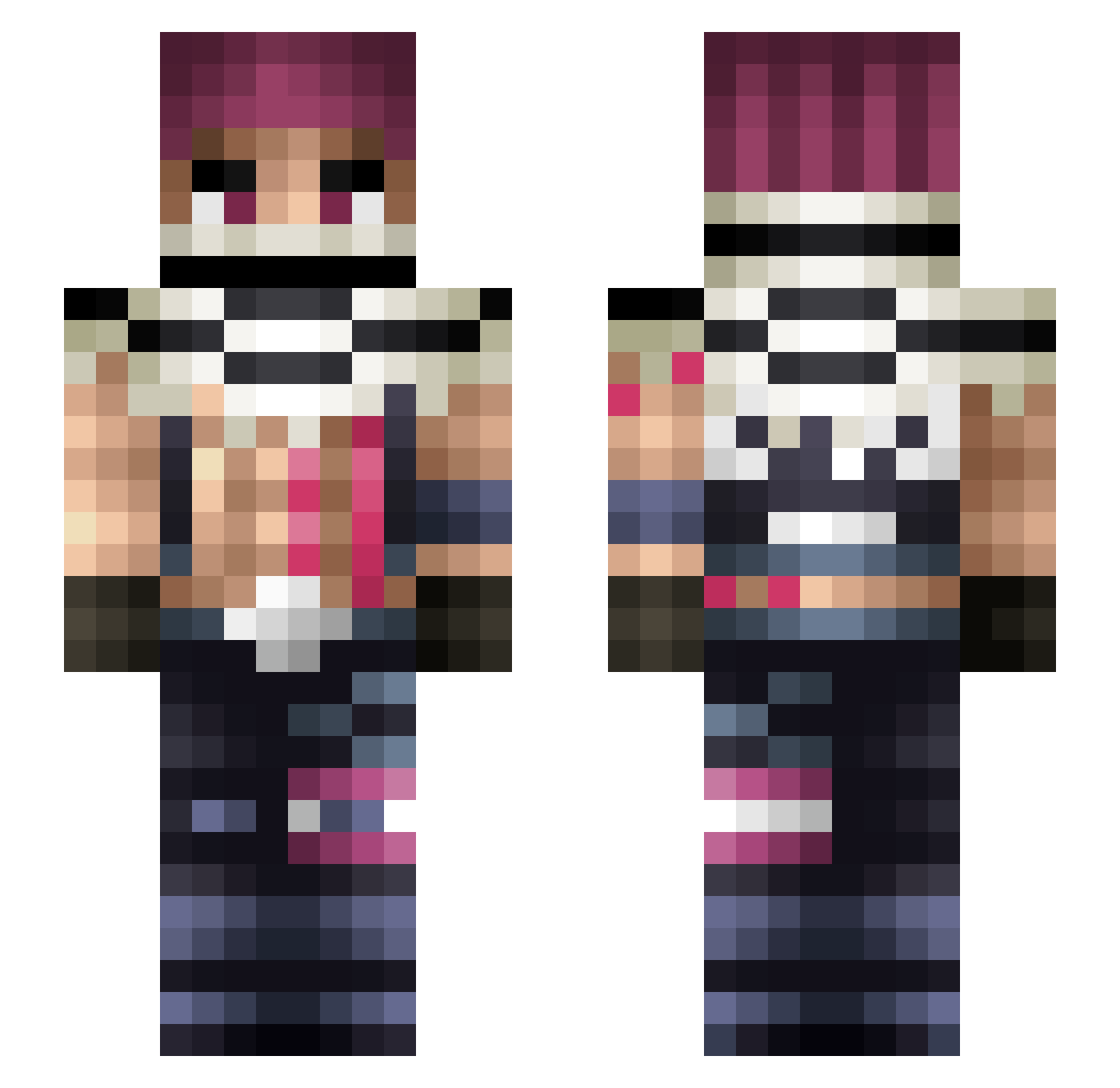 oneechxn Minecraft skin, front and back view
