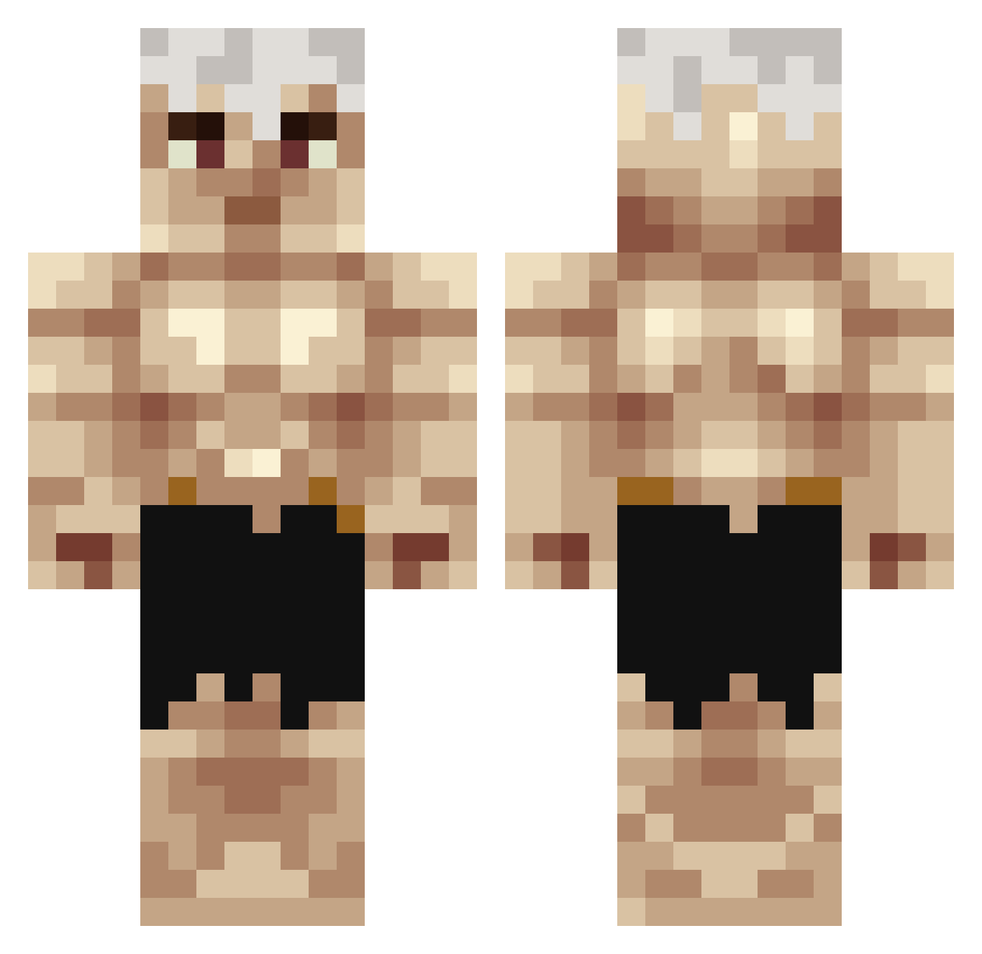 Aaren98 Minecraft skin, front and back view