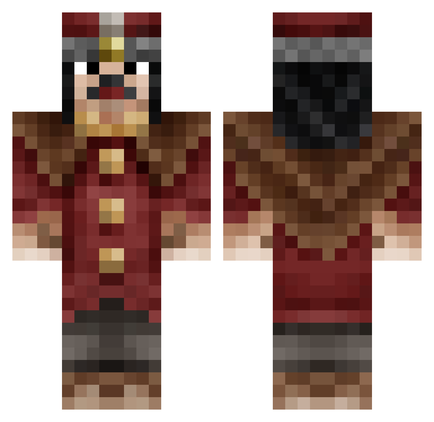eboat Minecraft skin, front and back view