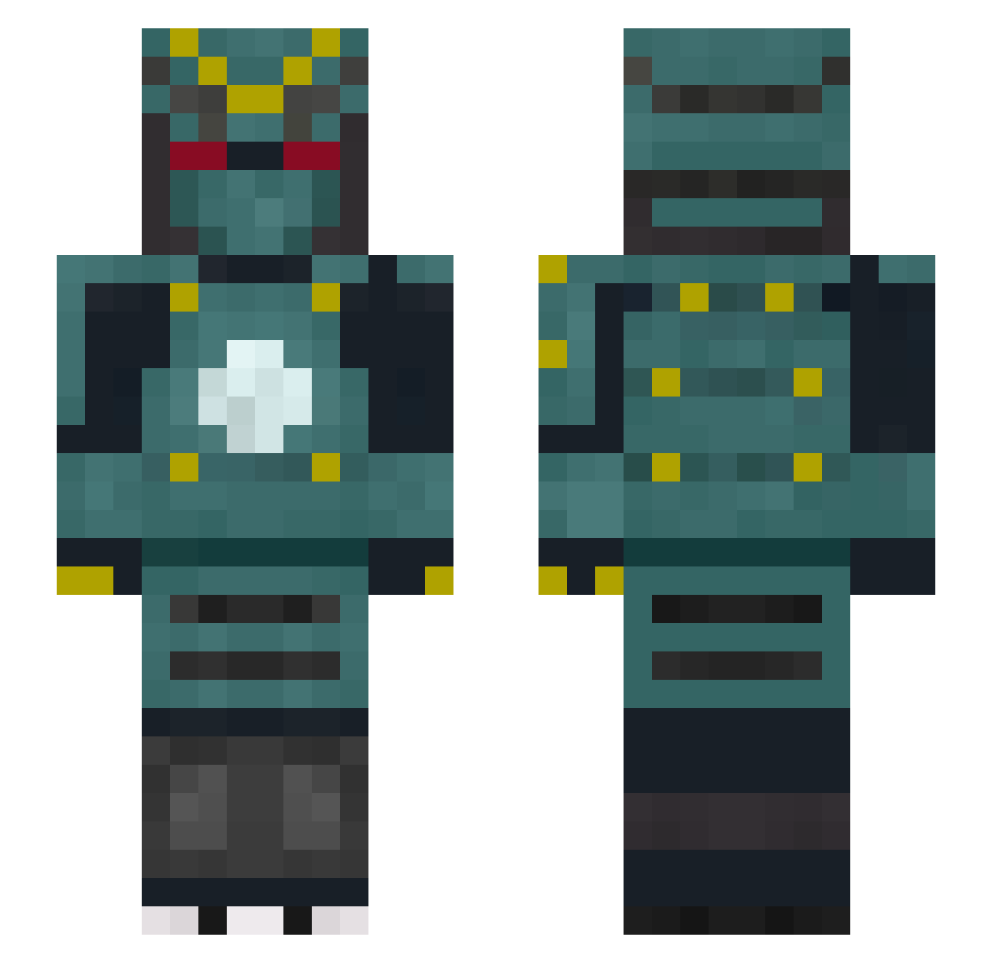 Bevvy Minecraft skin, front and back view