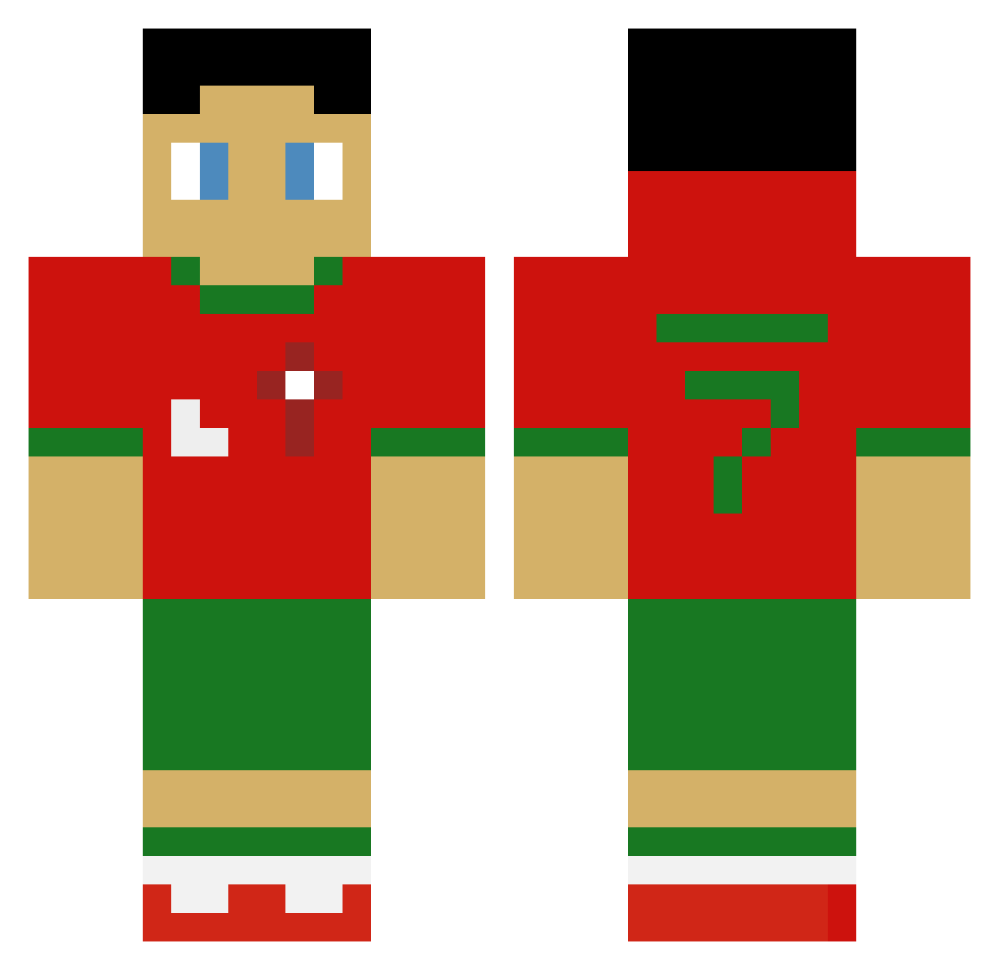 87NT Minecraft skin, front and back view