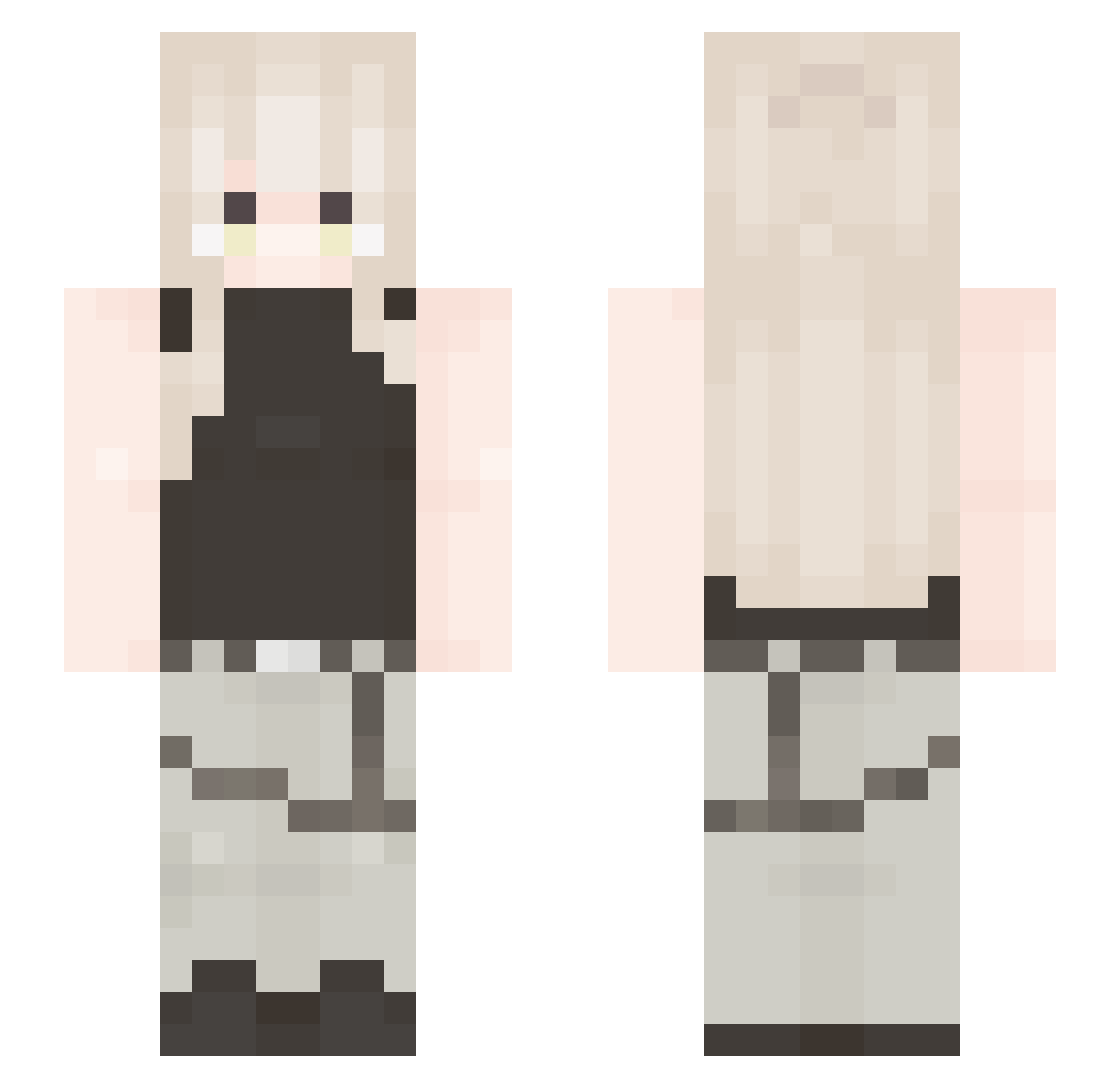 velvetation Minecraft skin, front and back view