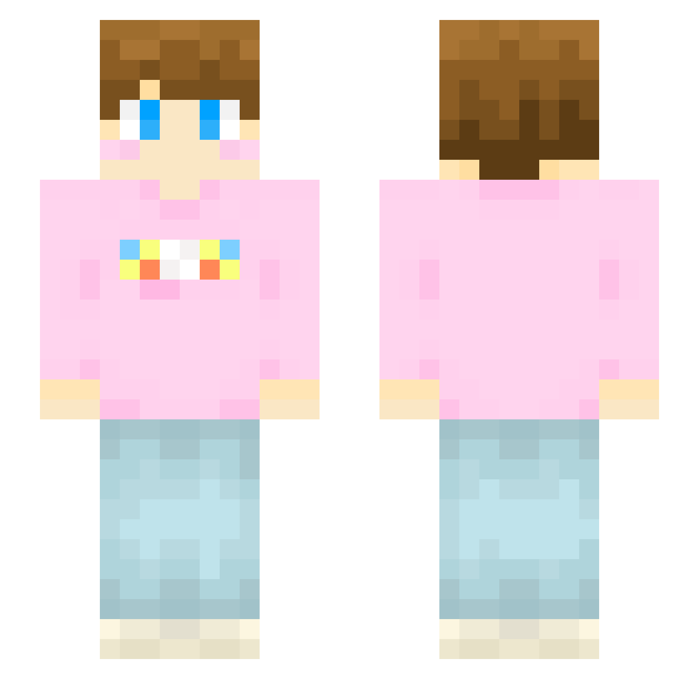 Well_Oliveira Minecraft skin, front and back view