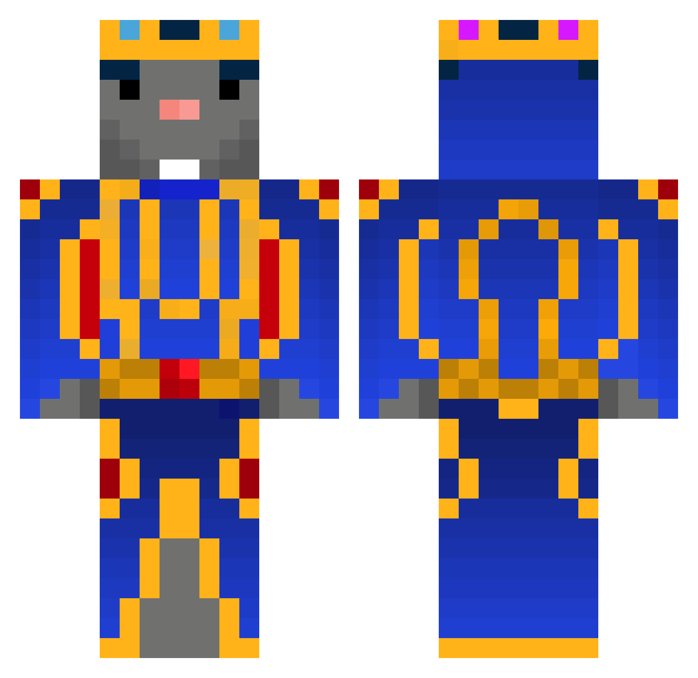 Rerlin Minecraft skin, front and back view