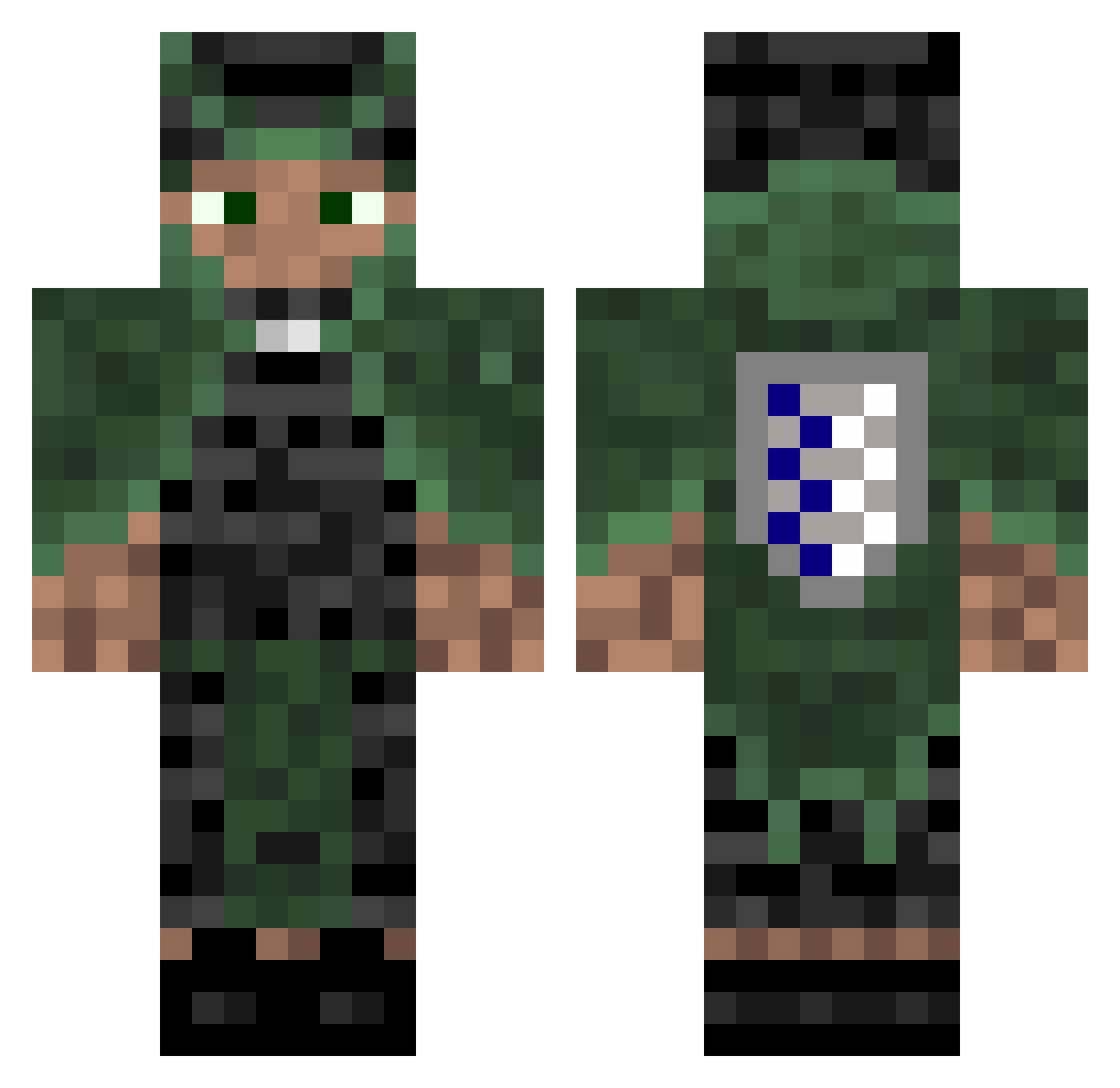 Patatita3434 Minecraft skin, front and back view