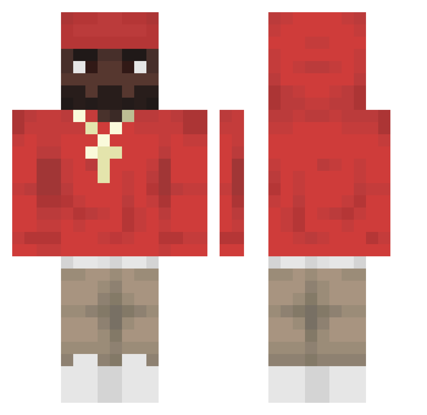 Shorixx Minecraft skin, front and back view