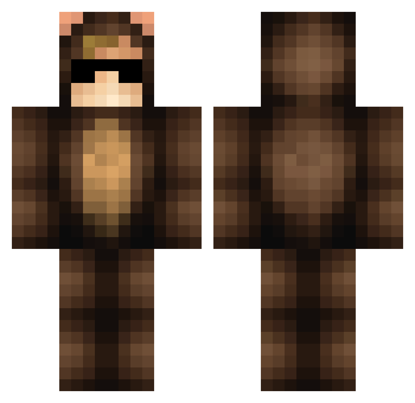 Herver Minecraft skin, front and back view