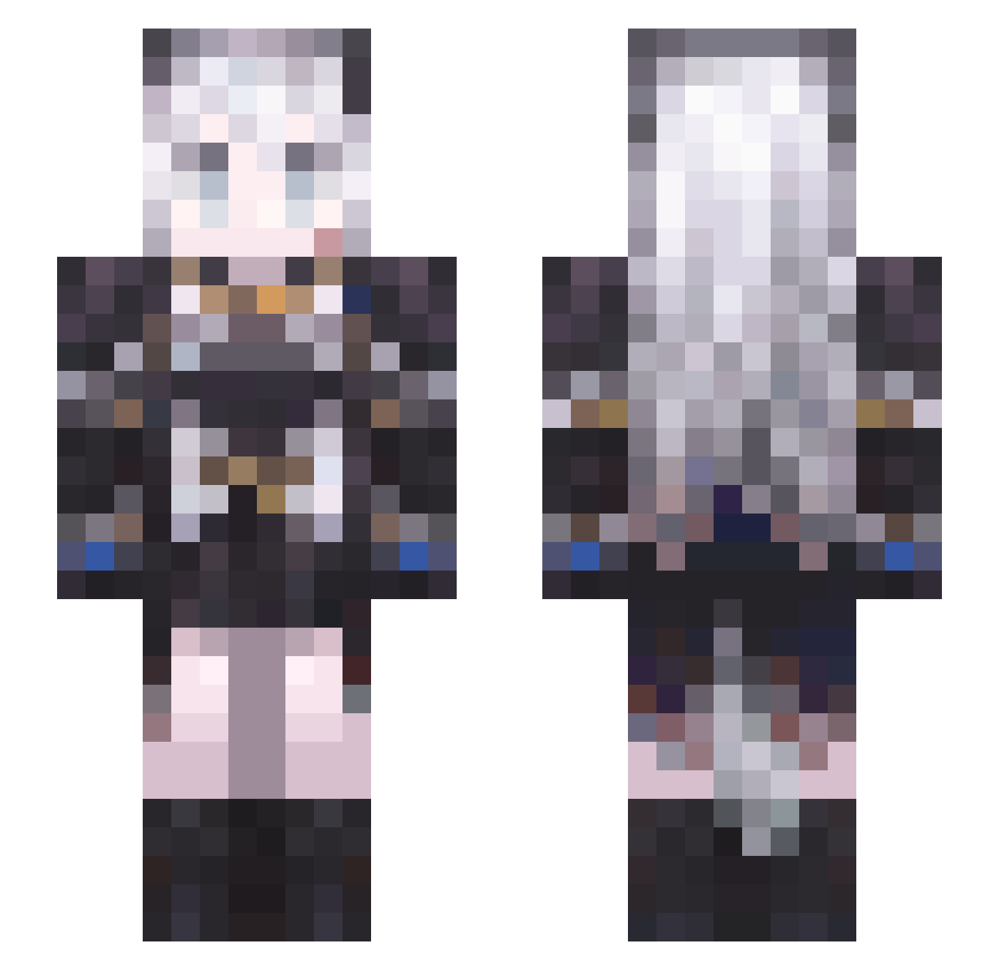 Vylixzz Minecraft skin, front and back view