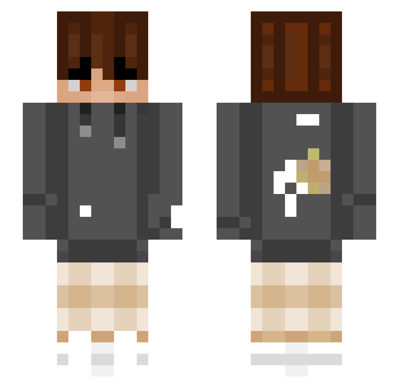 temporised Minecraft skin, front and back view